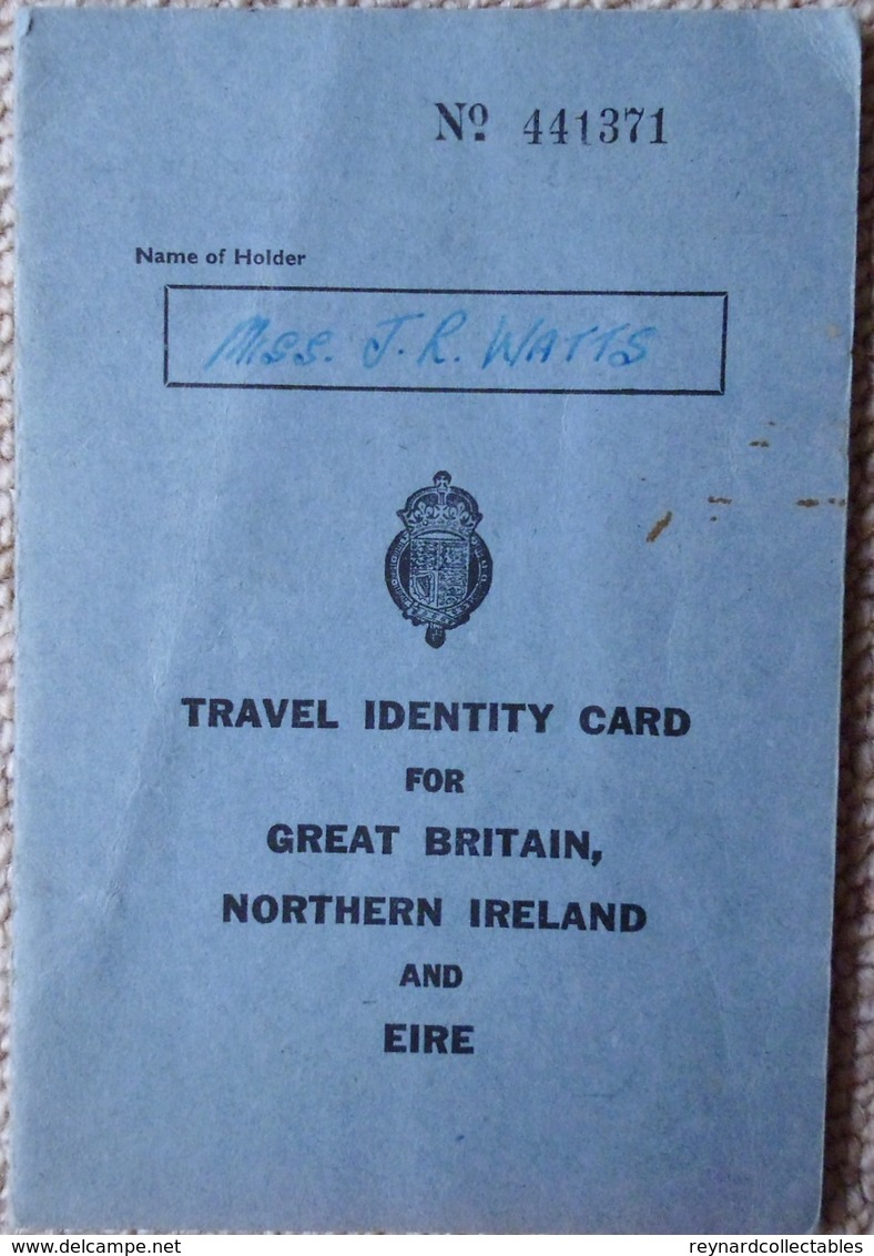 1947 Travel ID Card GB, N.Ireland & Eire, Photo ID - Documents Historiques