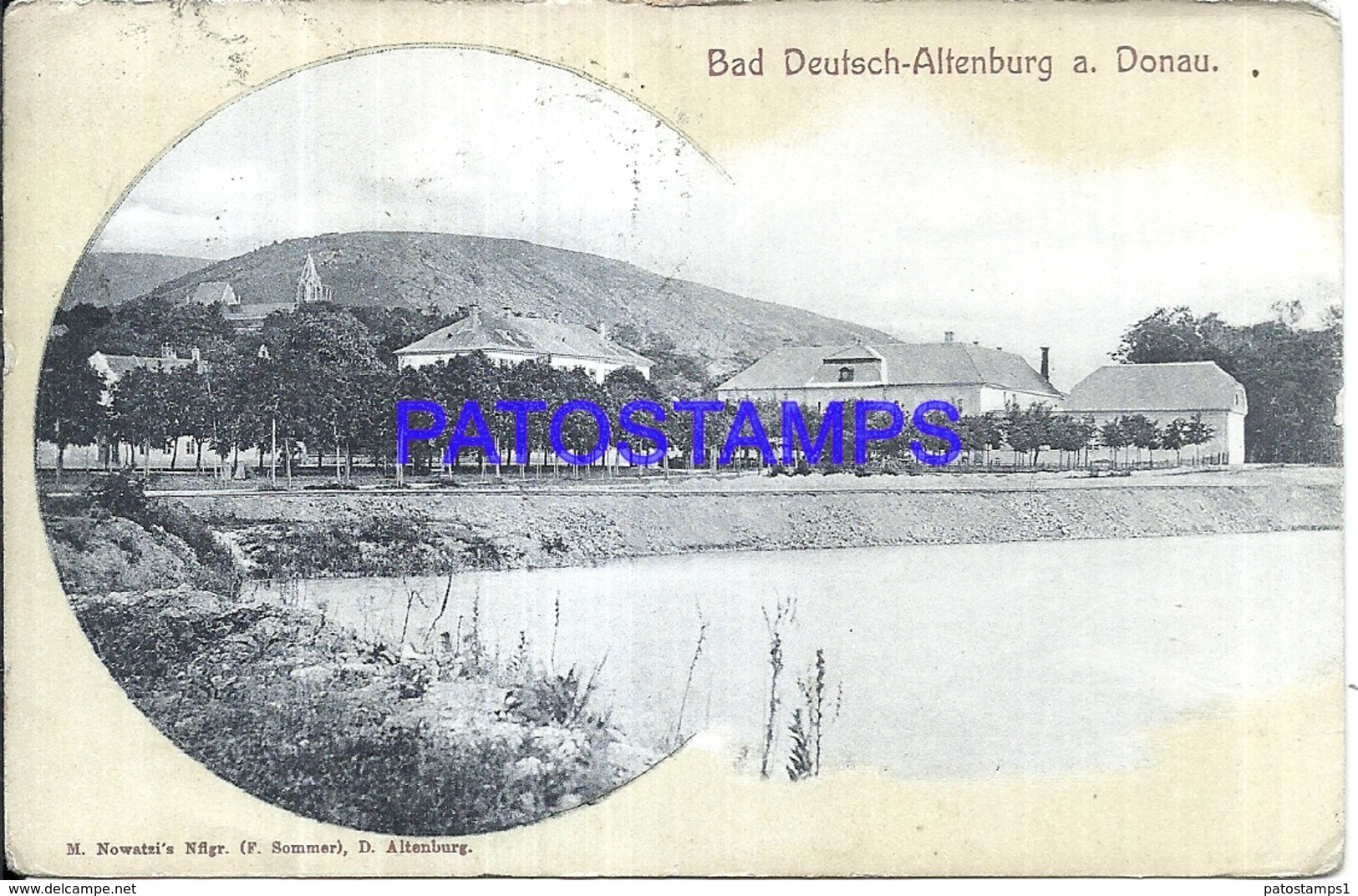 104224 AUSTRIA BAD DEUTSCH ALTENBURG A DONAU VIEW PARTIAL SPOTTED CIRCULATED TO GERMANY POSTAL POSTCARD - Other & Unclassified