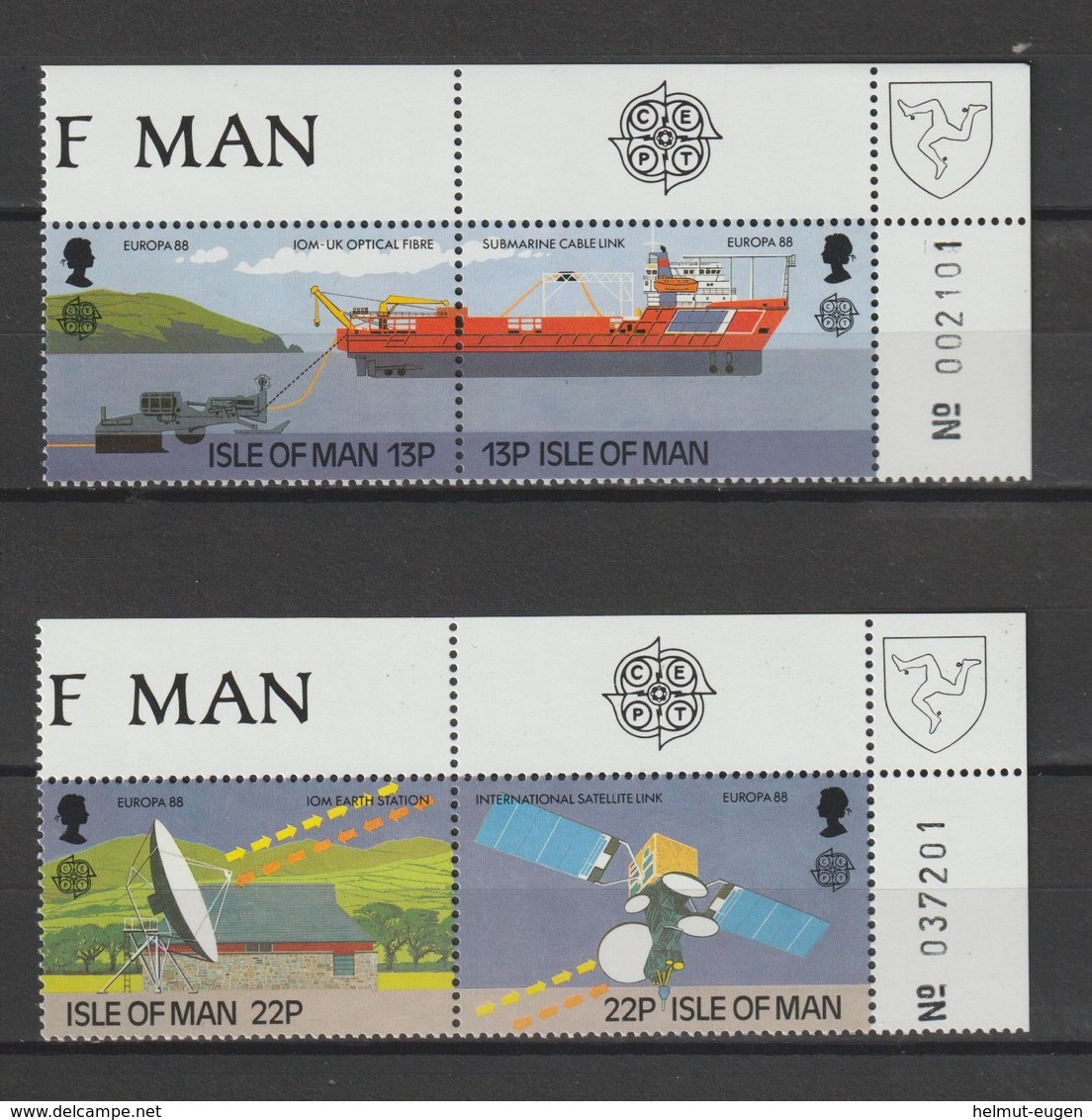 MiNr. 367 - 370  Großbritannien - Isle Of Man / 1988, 14. April. Europa: Transport- Und Kommunikationsmittel - Ohne Zuordnung