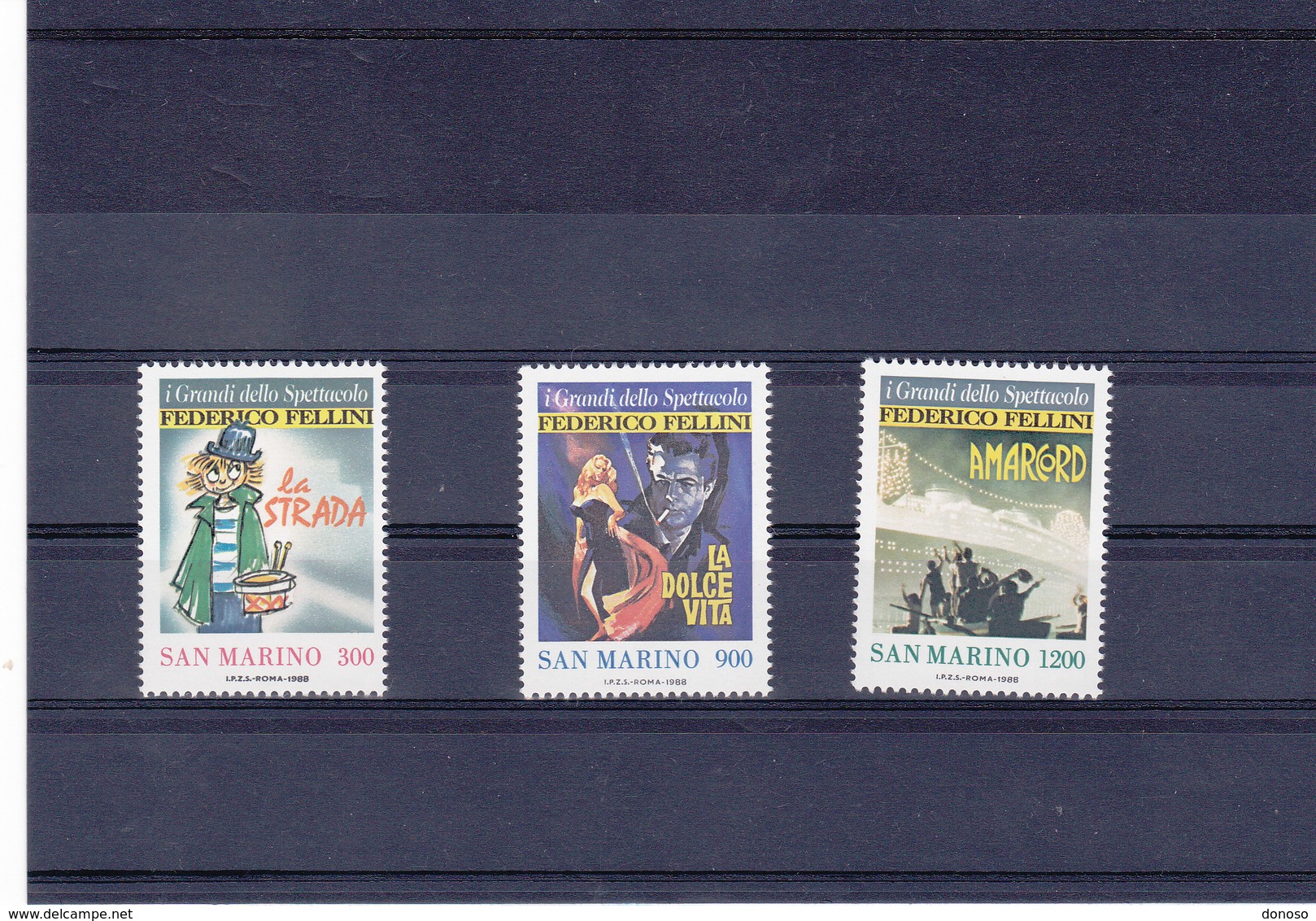 SAINT MARIN 1988 CINEMA FELLINI Yvert 1186-1188 NEUF** MNH - Neufs