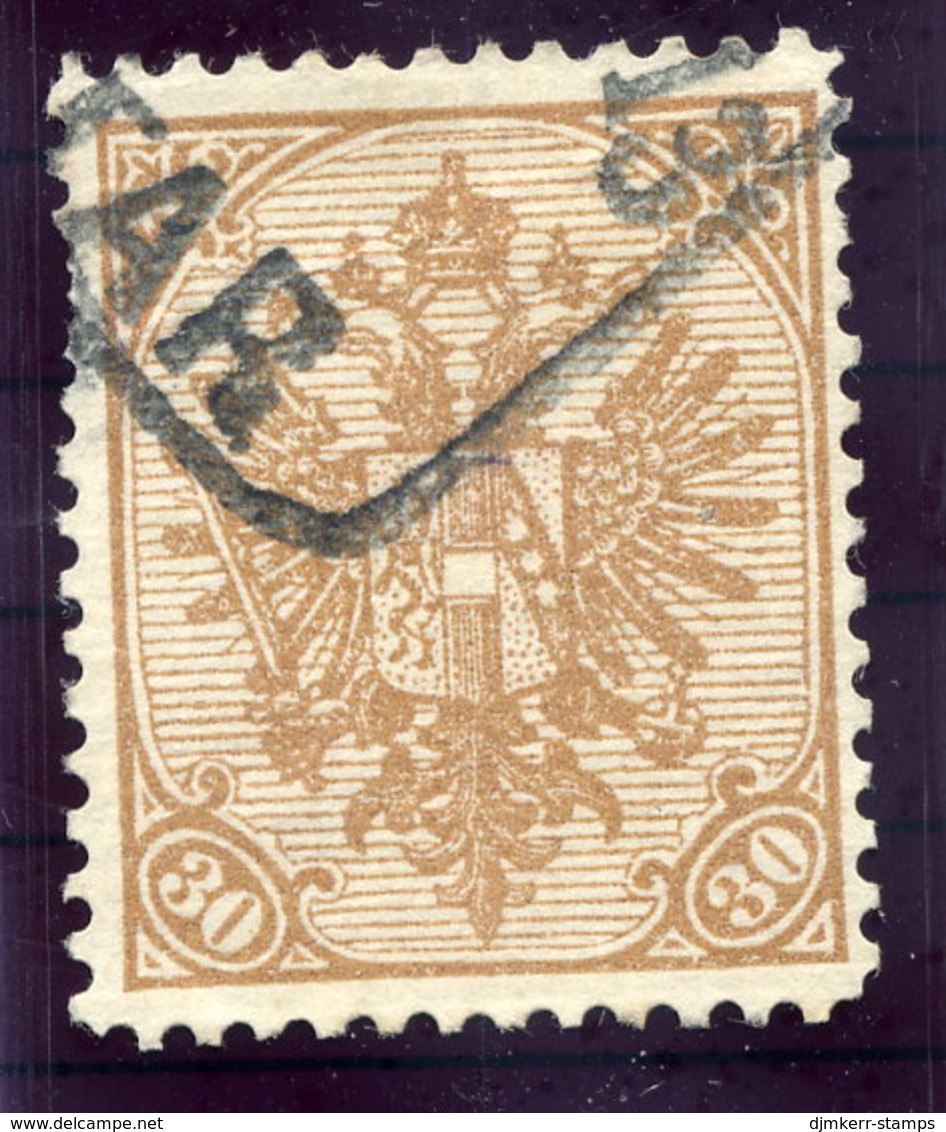 BOSNIA & HERZEGOVINA 1900 Arms 30 H. On Ribbed Paper, Used.  Michel 18Ay, SG 159a - Bosnie-Herzegovine