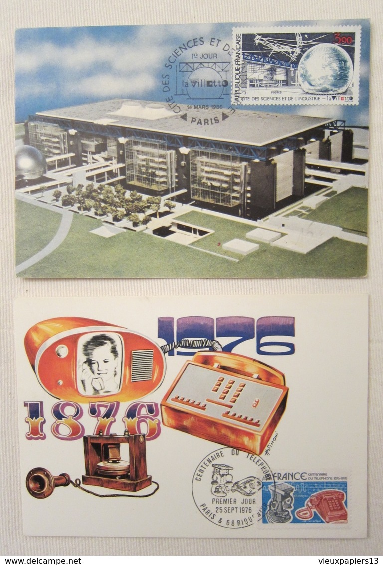 CARTE MAXIMUM - Lot De 9 Cartes 1975-86 Télématique - Energies - Machine-outil - Téléphone - Eclairage Public &c. - Collections, Lots & Series