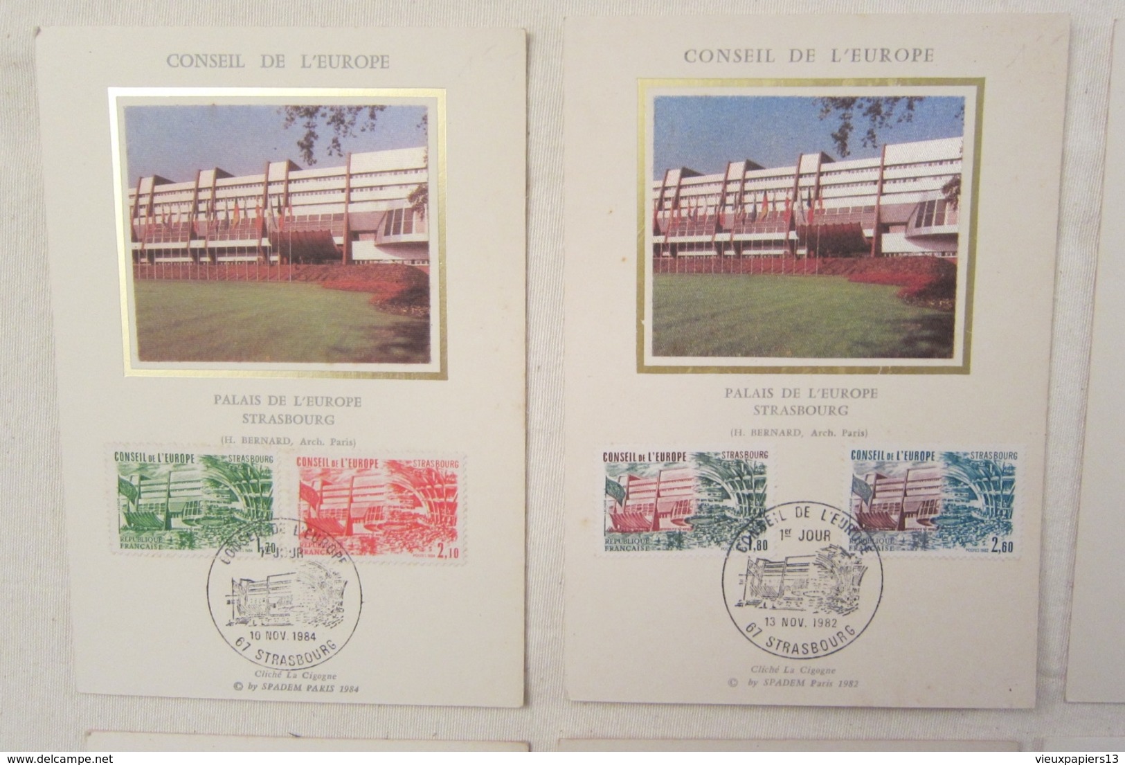 CARTE MAXIMUM - Lot De 8 Cartes 1978-85 Conseil De L'Europe 6 Sur Soie - Strasbourg - Verzamelingen & Reeksen