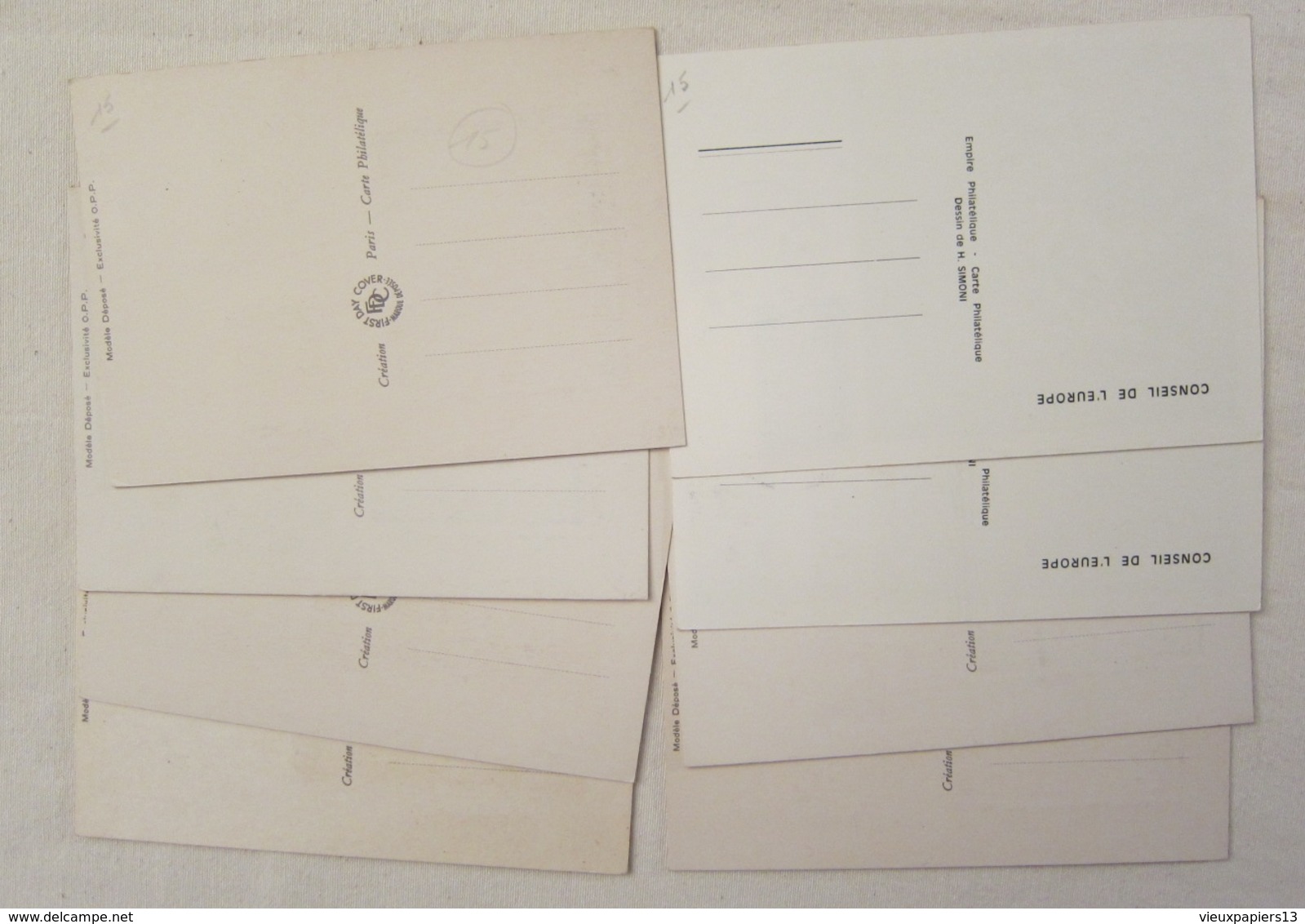 CARTE MAXIMUM - Lot De 8 Cartes 1978-85 Conseil De L'Europe 6 Sur Soie - Strasbourg - Collections, Lots & Series