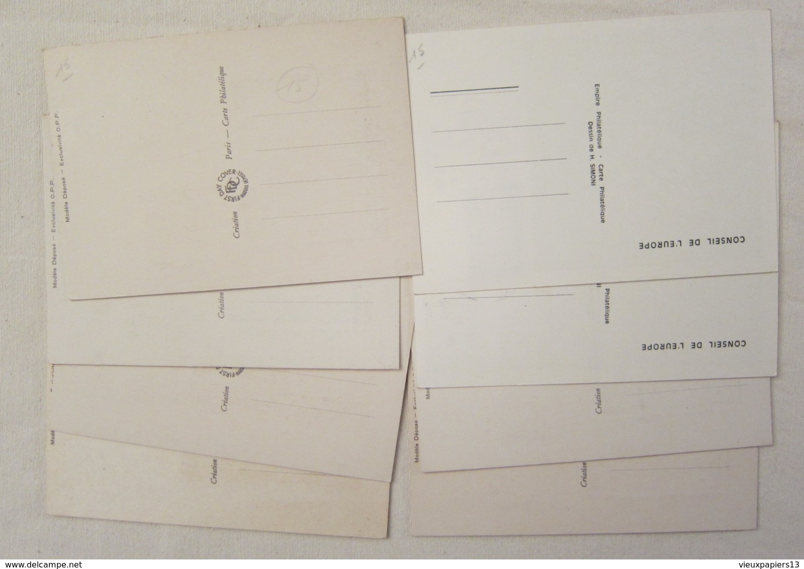 CARTE MAXIMUM - Lot De 8 Cartes 1978-85 Conseil De L'Europe 6 Sur Soie - Strasbourg - Colecciones & Series