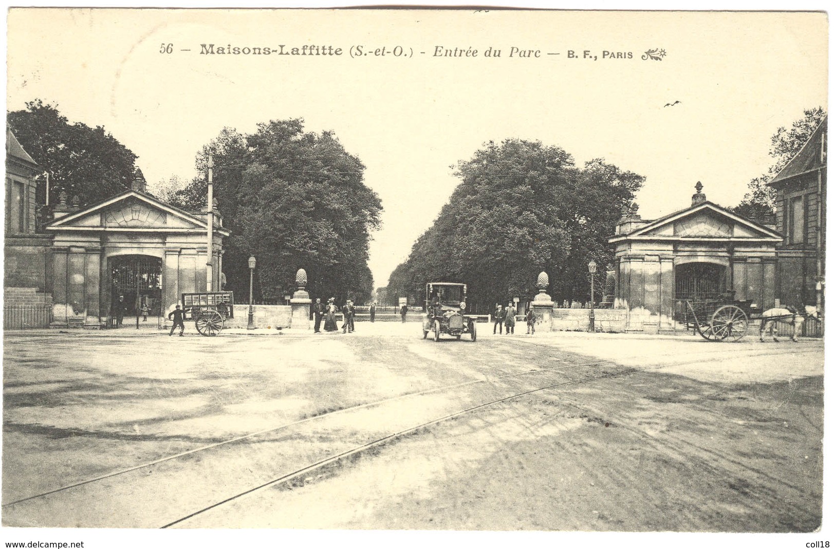 CPA 78 MAISON LAFFITTE Entrée Du Parc  Voiture - Attelages (cachet Perlé Vaux Le Penil 1915) - Maisons-Laffitte