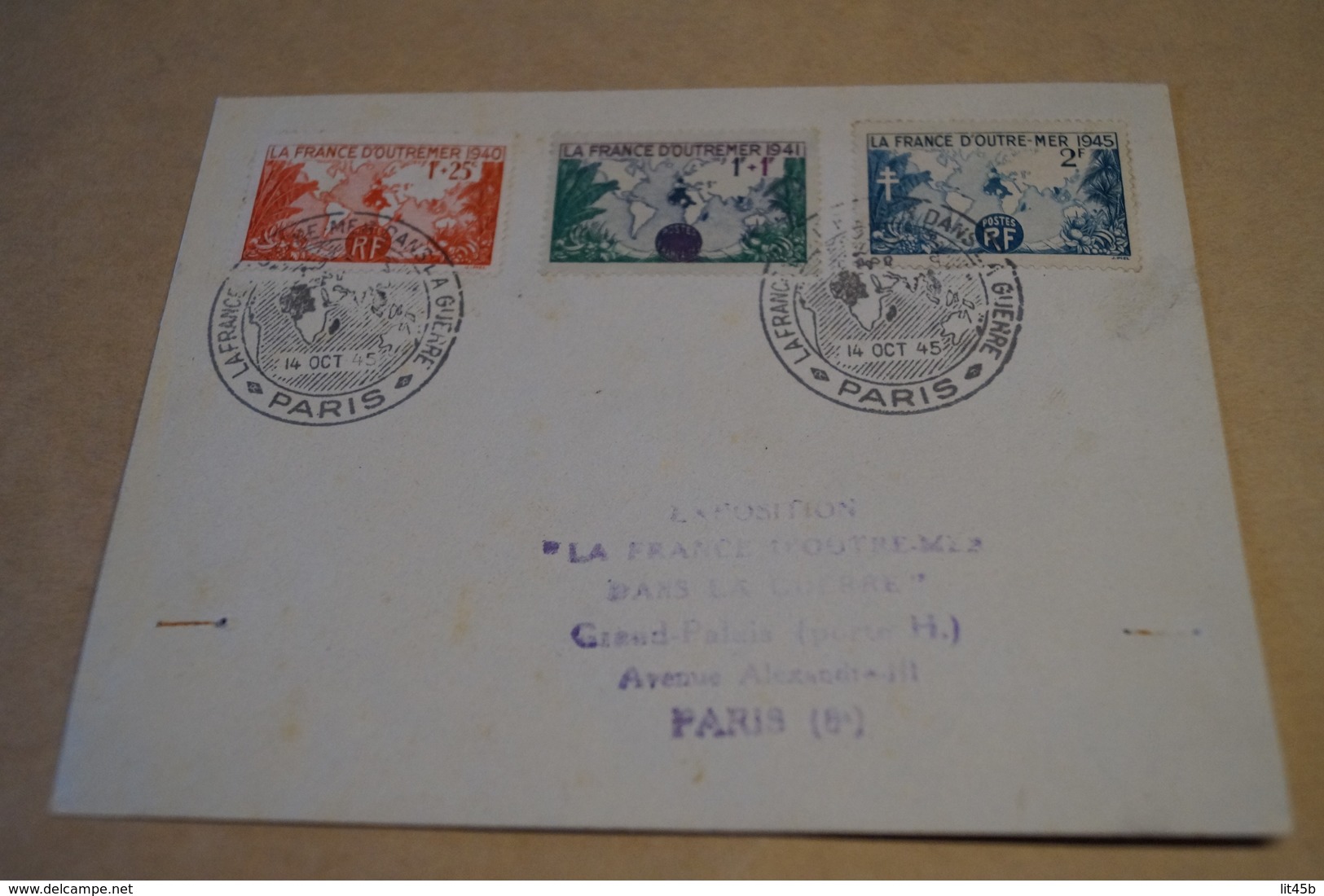 RARE,courrier France Outremer Du 14 Octobre 1945,pour Collection,superbes Timbres Et Oblitérations - Lettres & Documents
