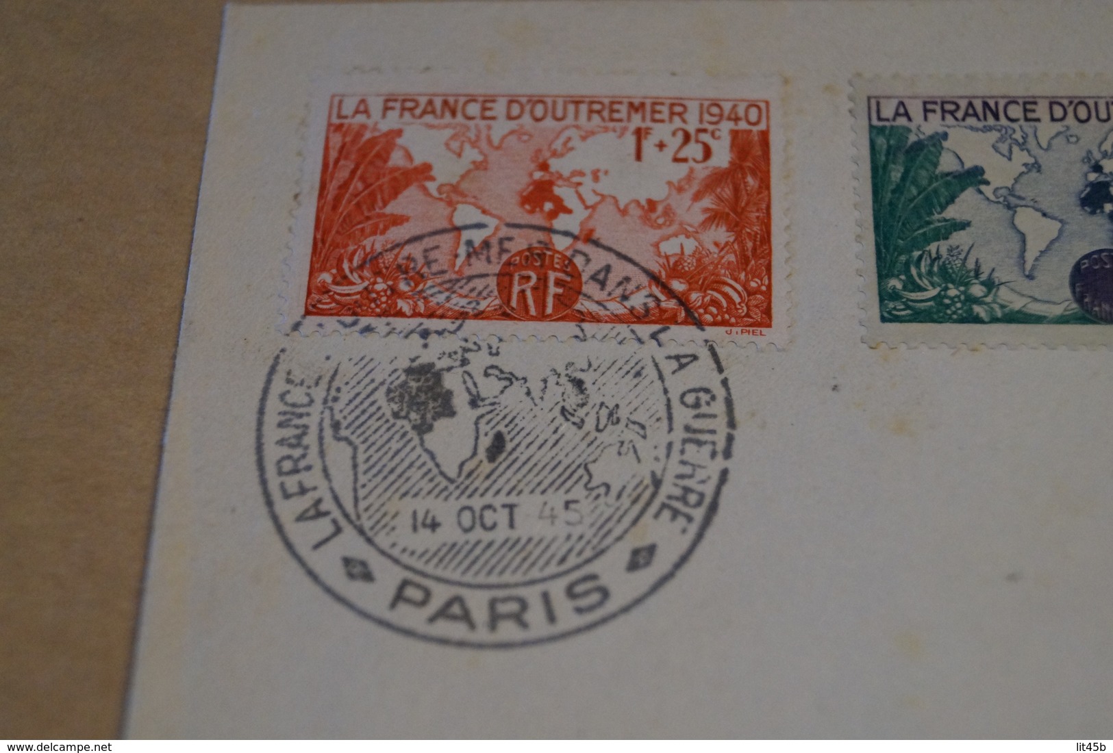 RARE,courrier France Outremer Du 14 Octobre 1945,pour Collection,superbes Timbres Et Oblitérations - Lettres & Documents