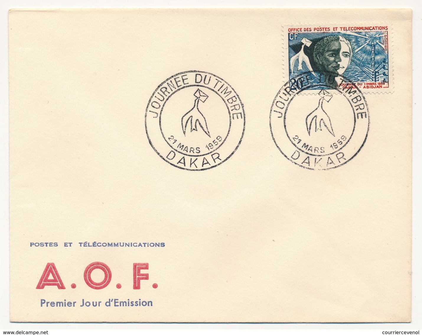 AOF => ENVELOPPE FDC - Journée Du Timbre DAKAR - 21 Mars 1959 - Covers & Documents