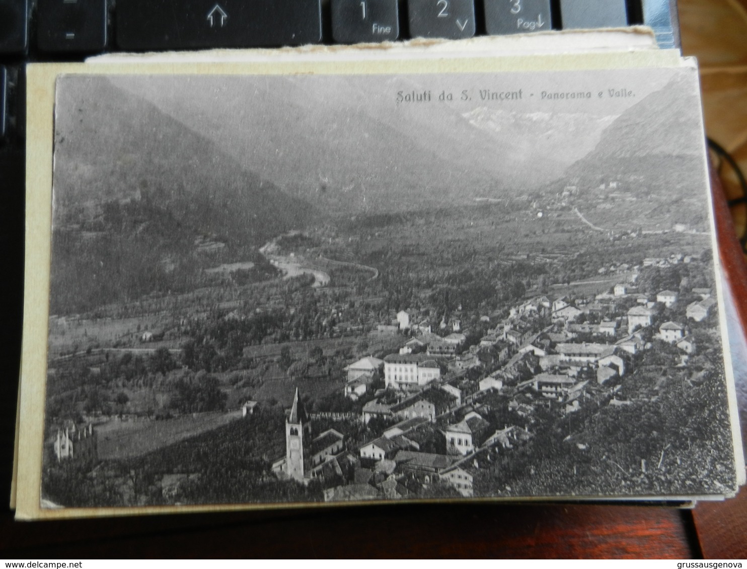 19822) SAINT VINCENT SALUTI PANORAMA E VALLE VIAGGIATA 1924 - Altri & Non Classificati