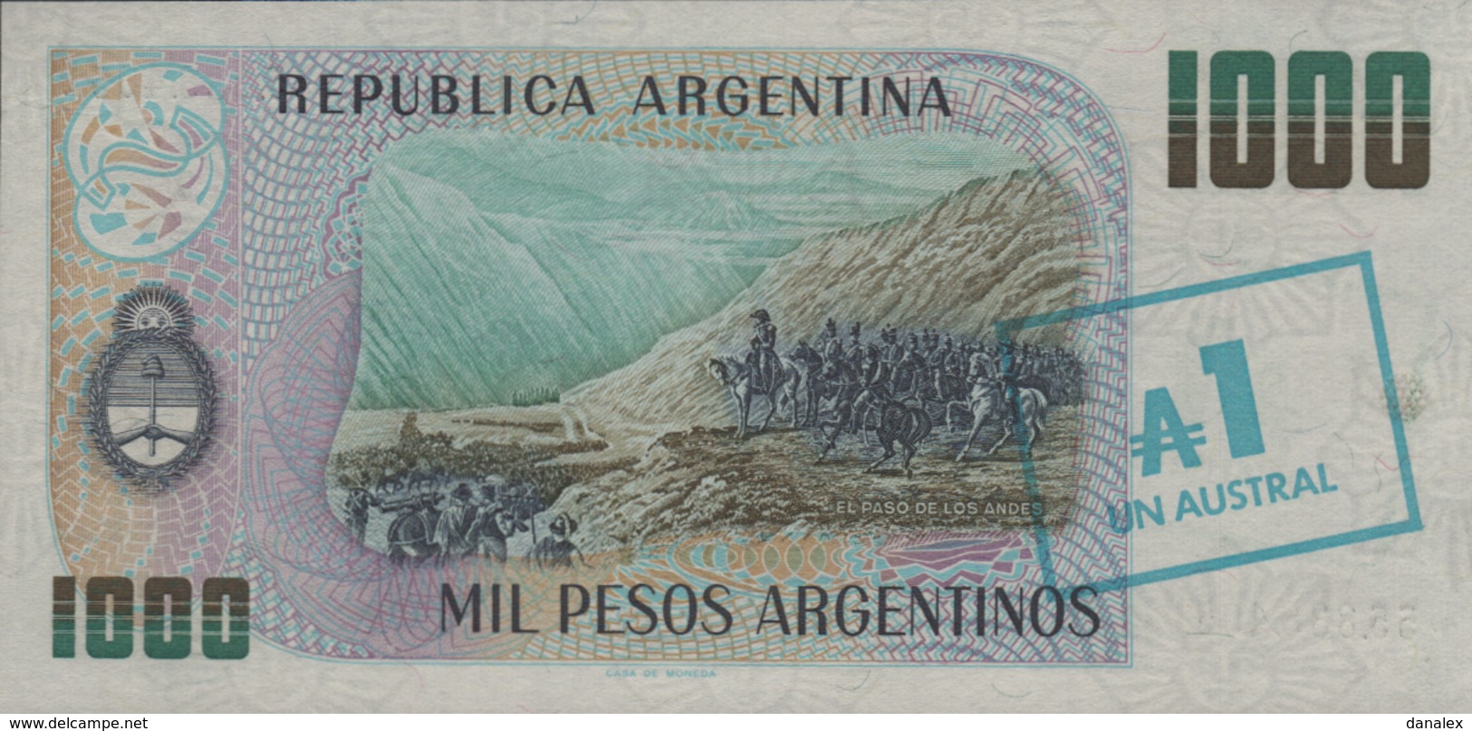 ARGENTINE  1000 PESOS ARGENTINOS De  1985nd Pick 320  UNC/NEUF - Argentine