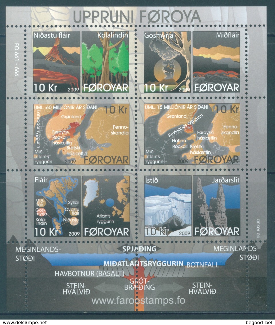 FEROE -  MNH/*** LUXE - 2009 - GEOLOGICAL ORIGIN - Yv  665-670 MINISHEET -  Lot 18317 - Féroé (Iles)