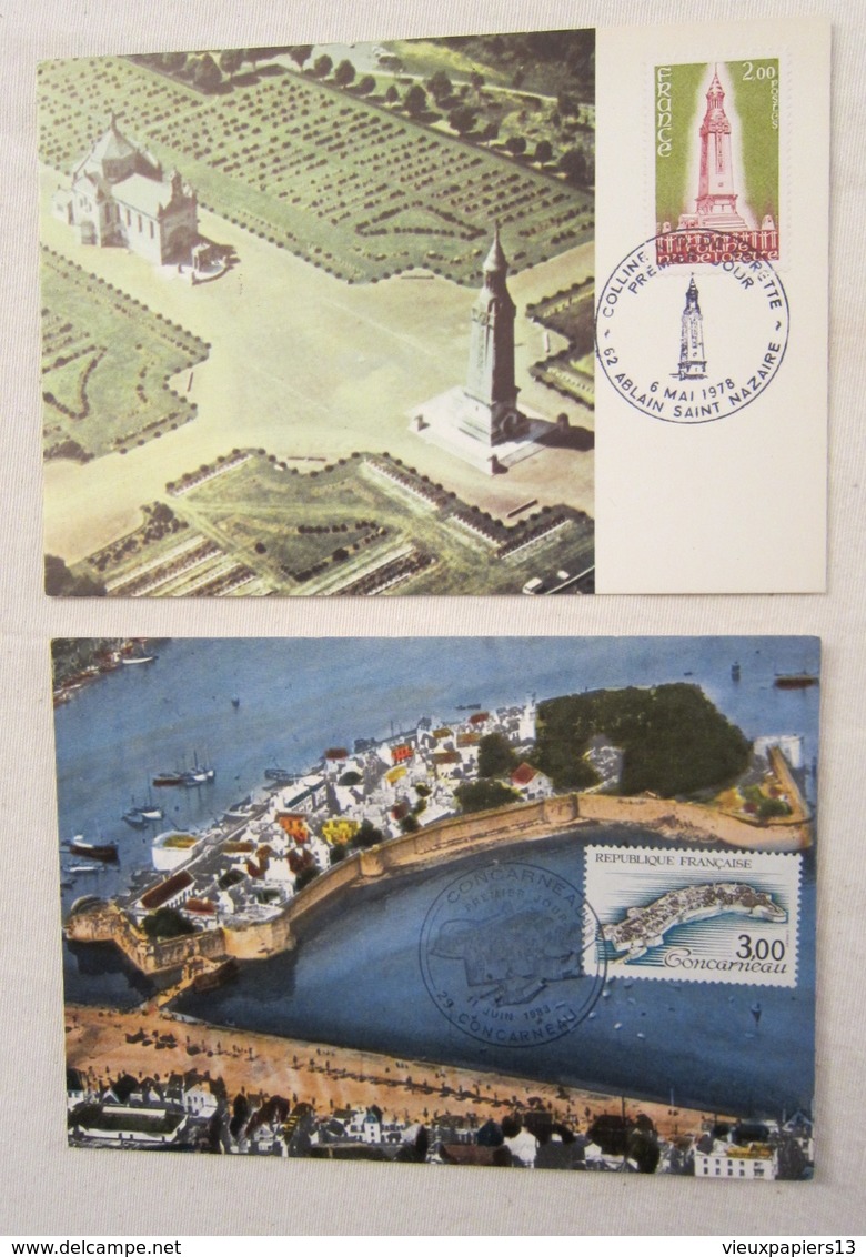 CARTE MAXIMUM Lot De 5 Cartes 1978-83 Brantôme - Concarneau - Colline De Lorette - Crest - Lille - Collections, Lots & Séries