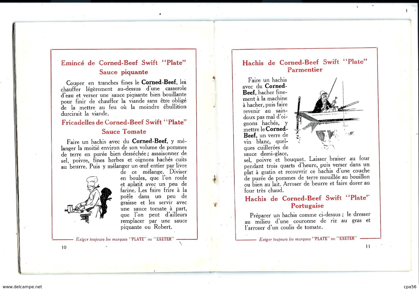 Rare LIVRET De CUISINE, Années 50 - 30 Recettes Illustrées De CORNED BEEF - Gastronomie