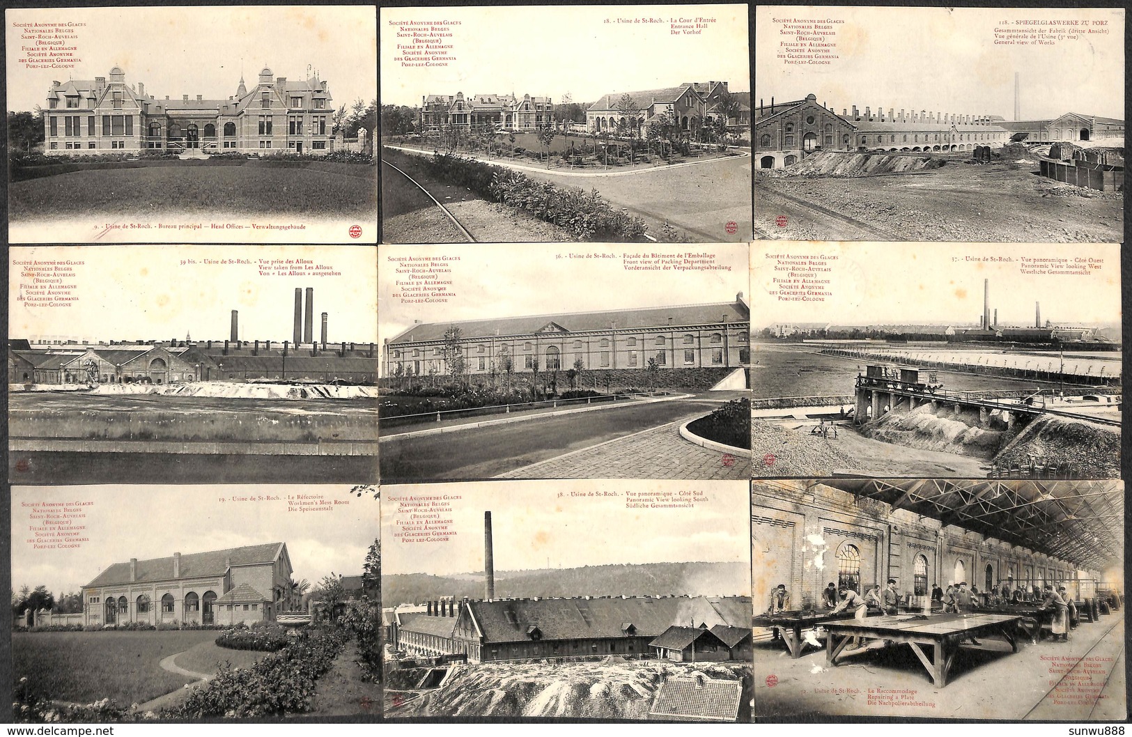 Saint-Roch Auvelais - Usines, Glaceries - Lot 9 Cartes (top Animation 1925) Voir Scans. - Sambreville