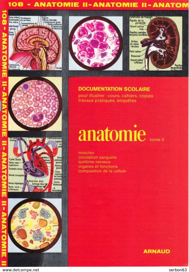 ARNAUD DOCUMENTATION SCOLAIRE N° 108 ANATOMIE LIVRET N° 2 NEUF 16 PAGES COULEUR FERMETURE LIBRAIRIE - SITE Serbon63 - 6-12 Ans