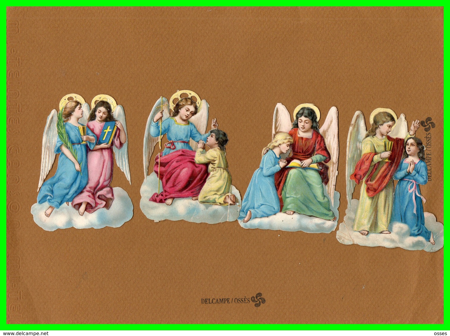 Quatre Chromos Découpis Gauffrés - ANGES (recto Verso) - Angels
