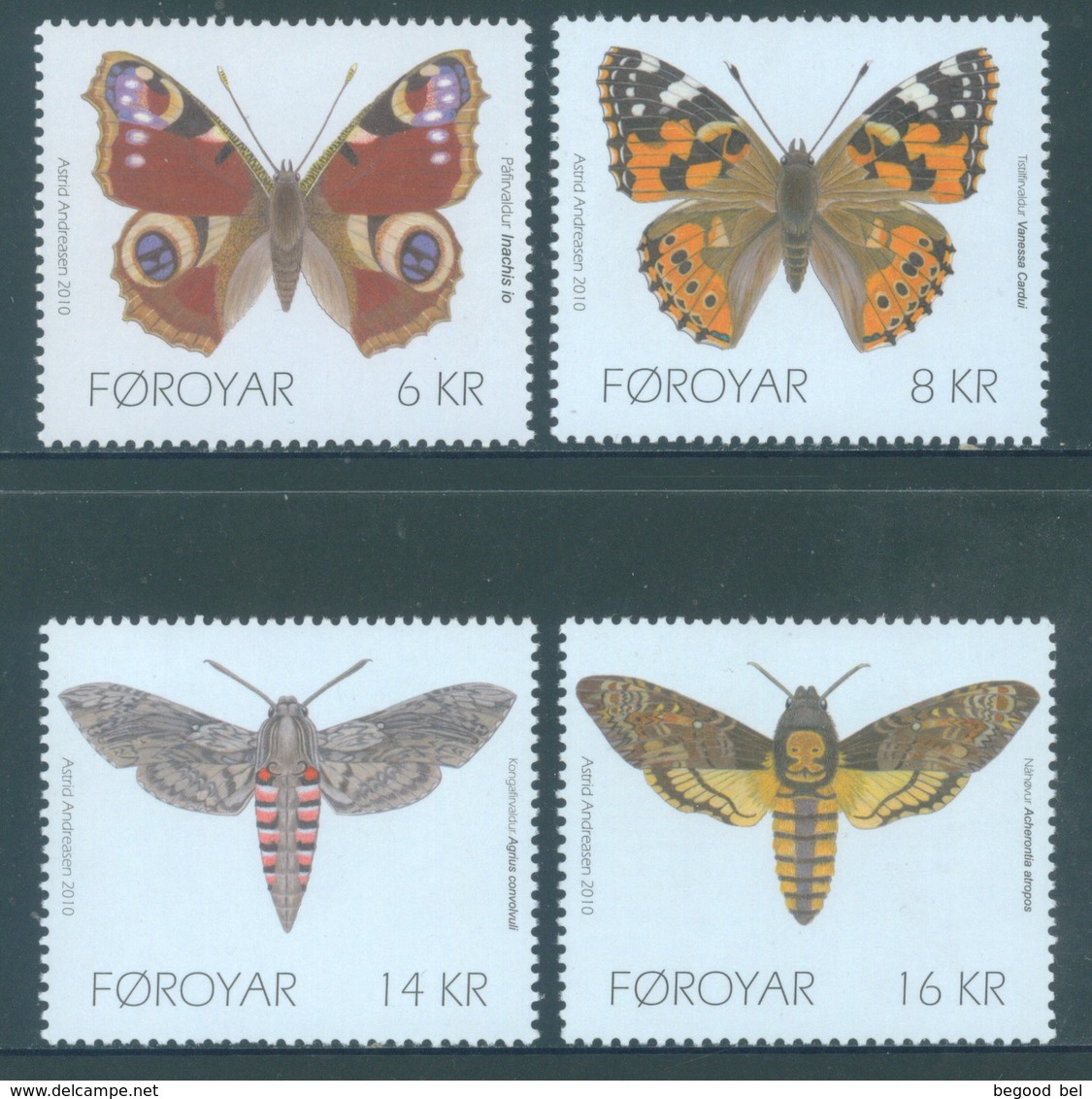 FEROE -  MNH/*** LUXE - 2010 - BUTTERFLIES PAPILLONS - Yv  687-690 -  Lot 18326 - Féroé (Iles)