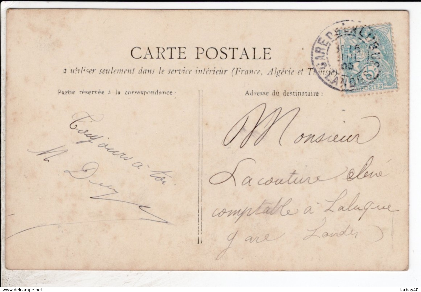 Cpa Carte Postale Ancienne  - Castets Des Landes L Adoue - Castets