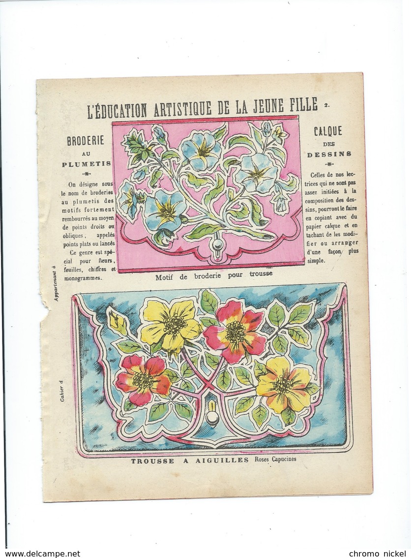 Broderie Calque Education Artistique De La Jeune Fille Protège-cahier Couverture 220 X 175  Bon état 3 Scans - Protège-cahiers