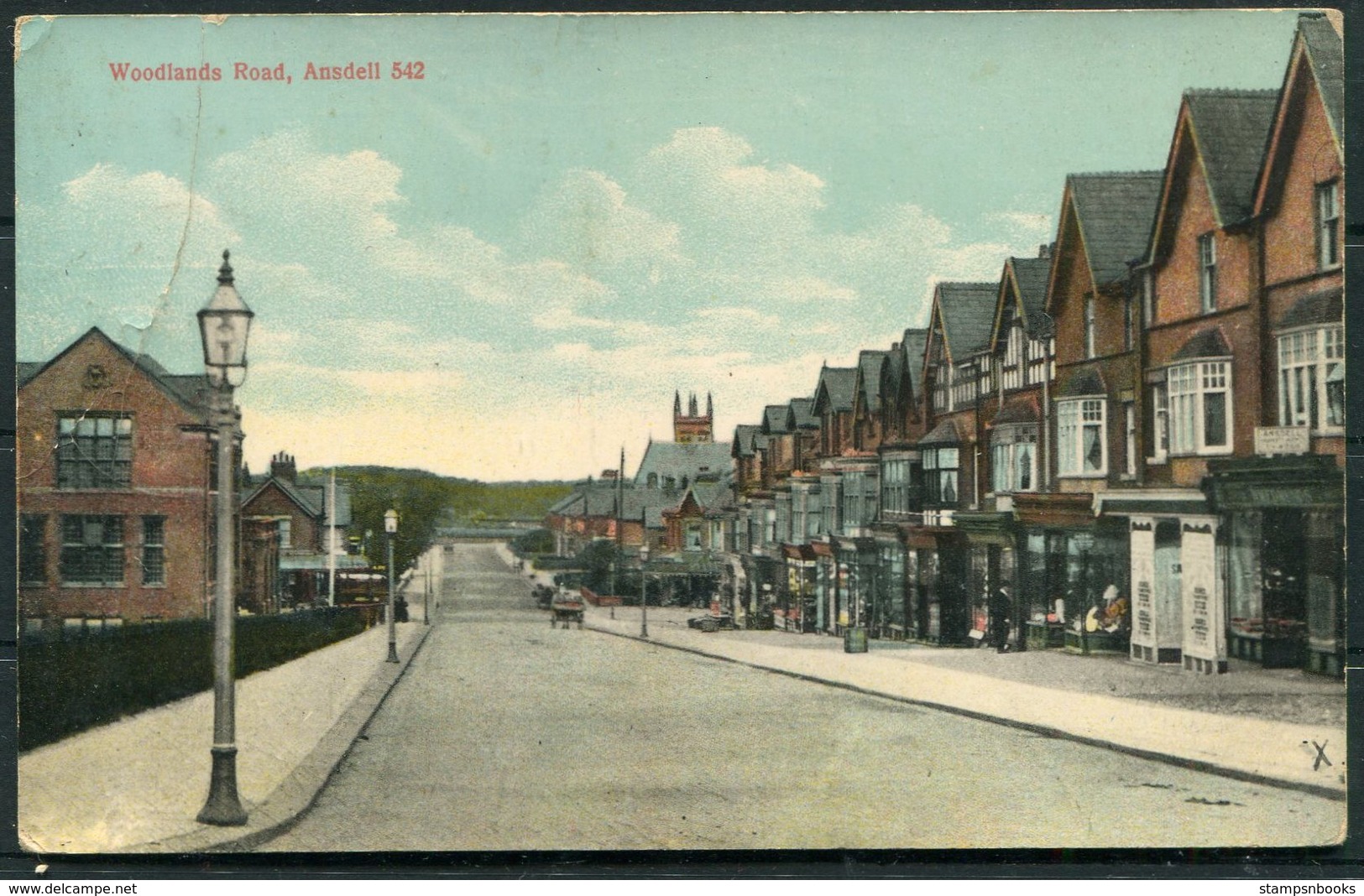 1912 GB Woodlands Road, Ansdell Postcard. Lytham Skeleton Postmark - Stanley, Co. Durham - Covers & Documents