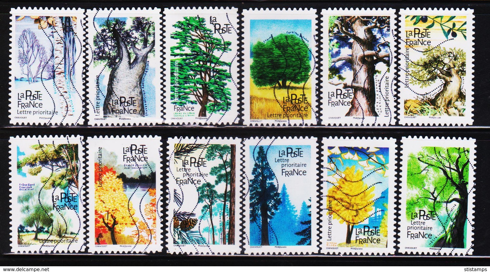 FRANCE -2018, FLORA - TREE , 12V SET USED STAMPS #K64 - Used Stamps