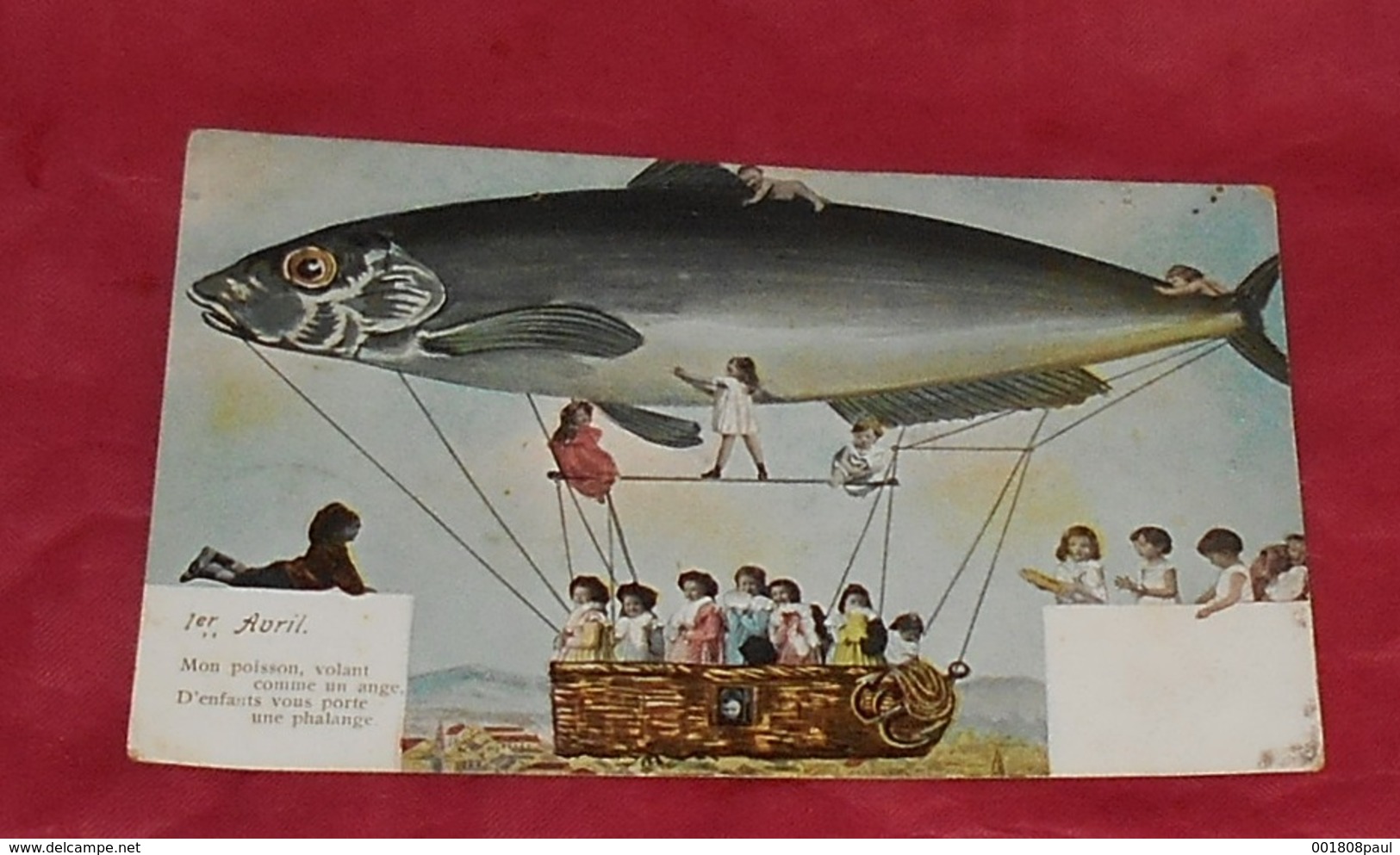 Fantaisie - Enfants Dans Une Montgolfière En Forme De Poisson :::: Aviation -------- 480 - Montgolfières