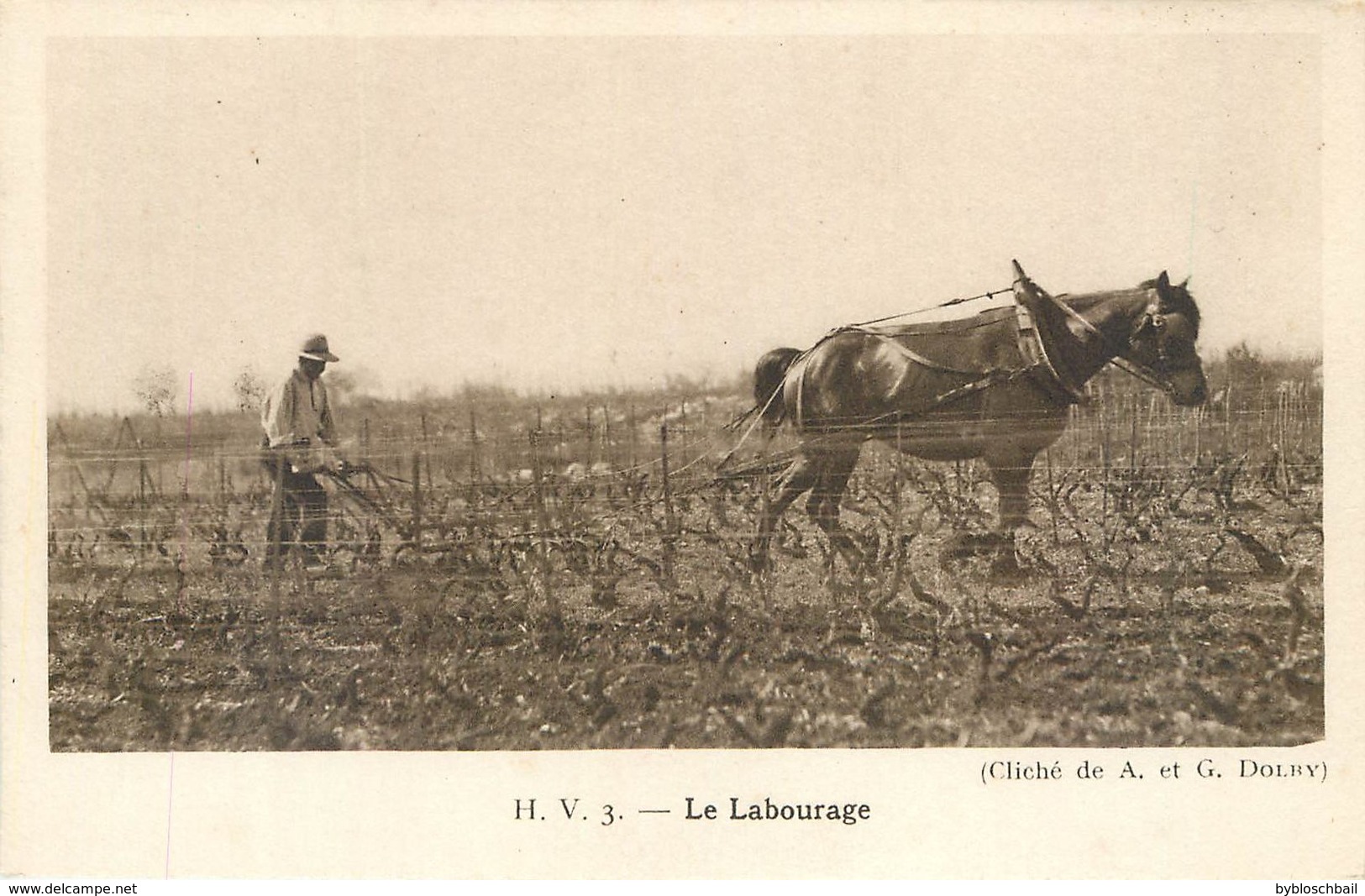 CPA Le Labourage Dans Les Vignes - Lib La Rennaissance Beaune - Cheval Paysans Agriculture Viticulteur Labours - Bourgogne