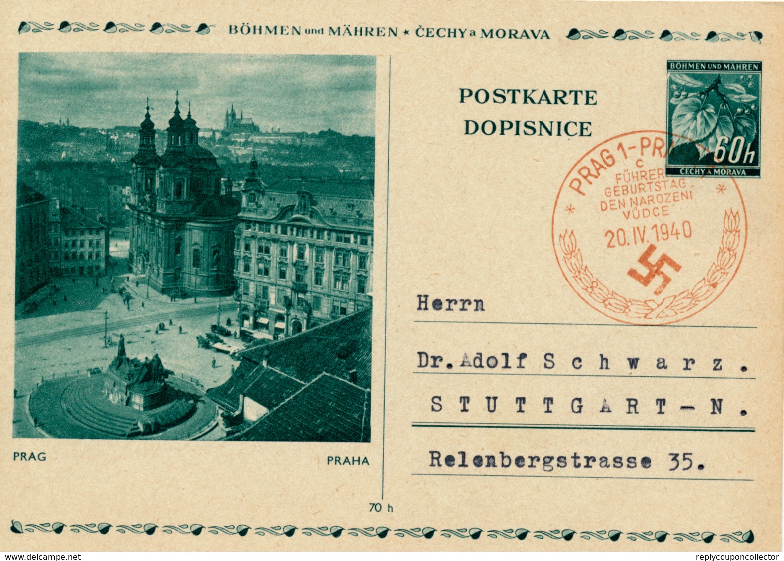 PRAG - 20.IV.40 - Führers Geburtstag ,  Bildposkarte / BPK Prag - Briefe U. Dokumente