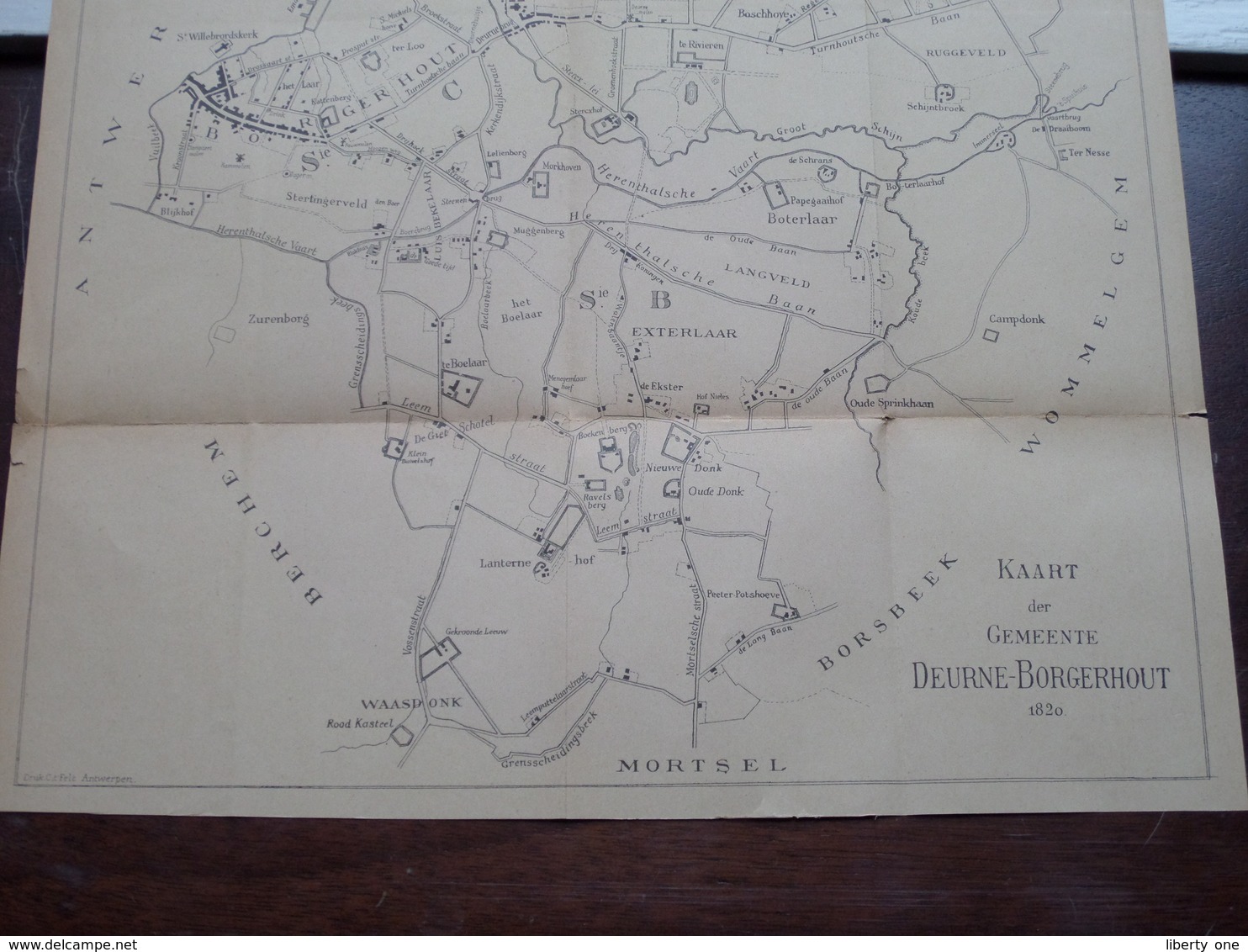 Kaart Der Gemeente DEURNE - BORGERHOUT ( ) Oude 2de Hands Kaart 1820 ( Afkomstig Uit Boek (?) ! - Autres & Non Classés