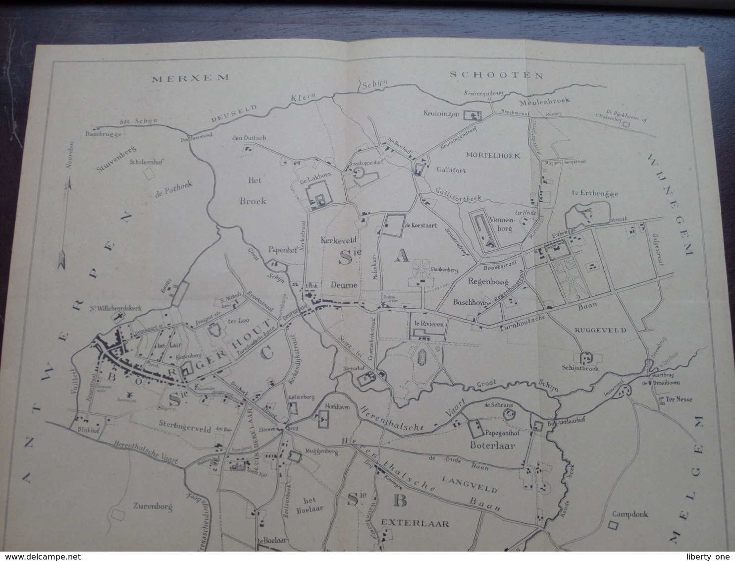 Kaart Der Gemeente DEURNE - BORGERHOUT ( ) Oude 2de Hands Kaart 1820 ( Afkomstig Uit Boek (?) ! - Autres & Non Classés