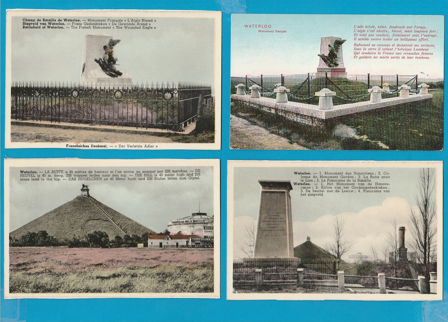 BELGIË Waterloo, Lot van 62 Postkaarten, Cartes Postales