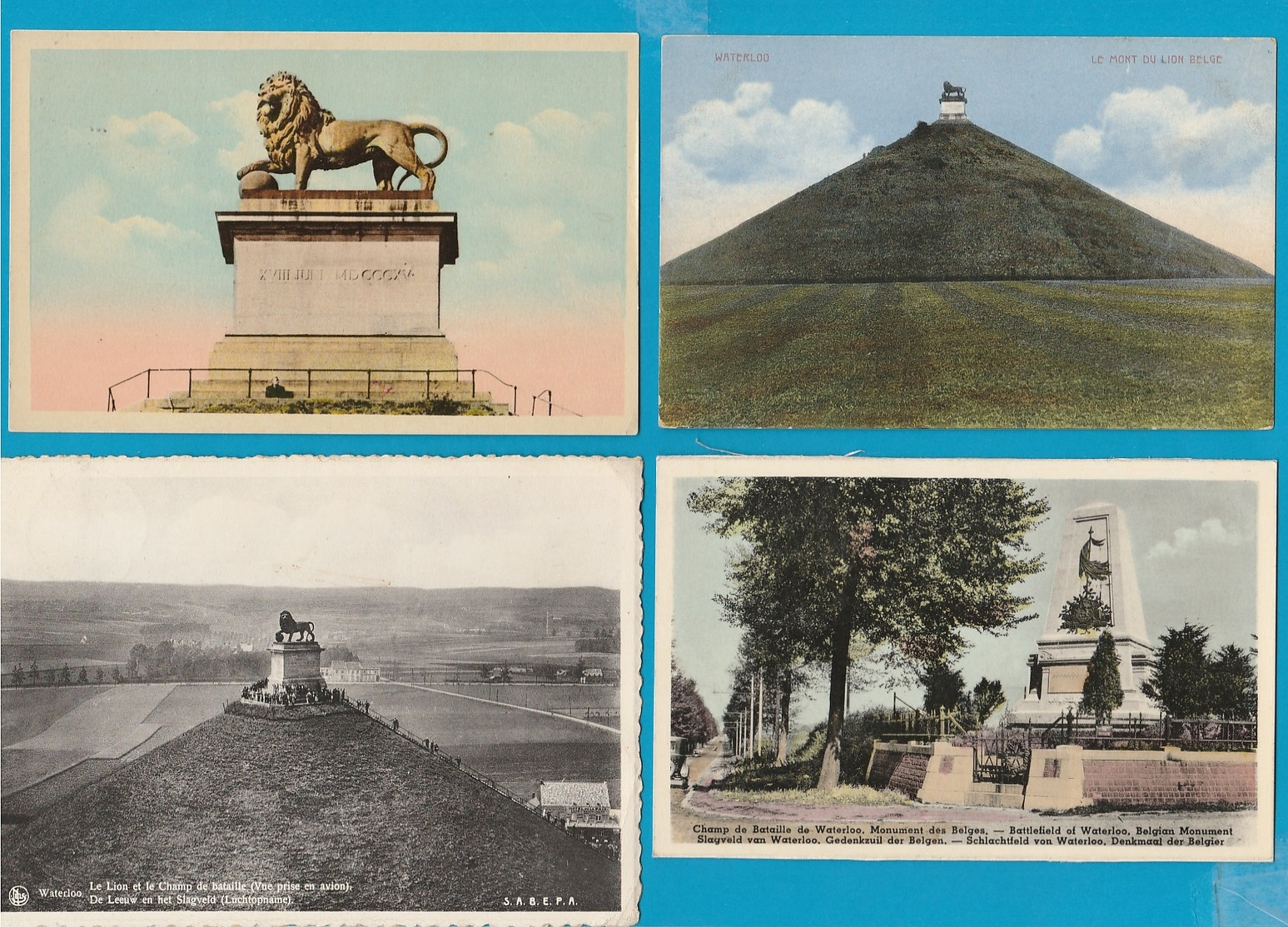 BELGIË Waterloo, Lot van 62 Postkaarten, Cartes Postales