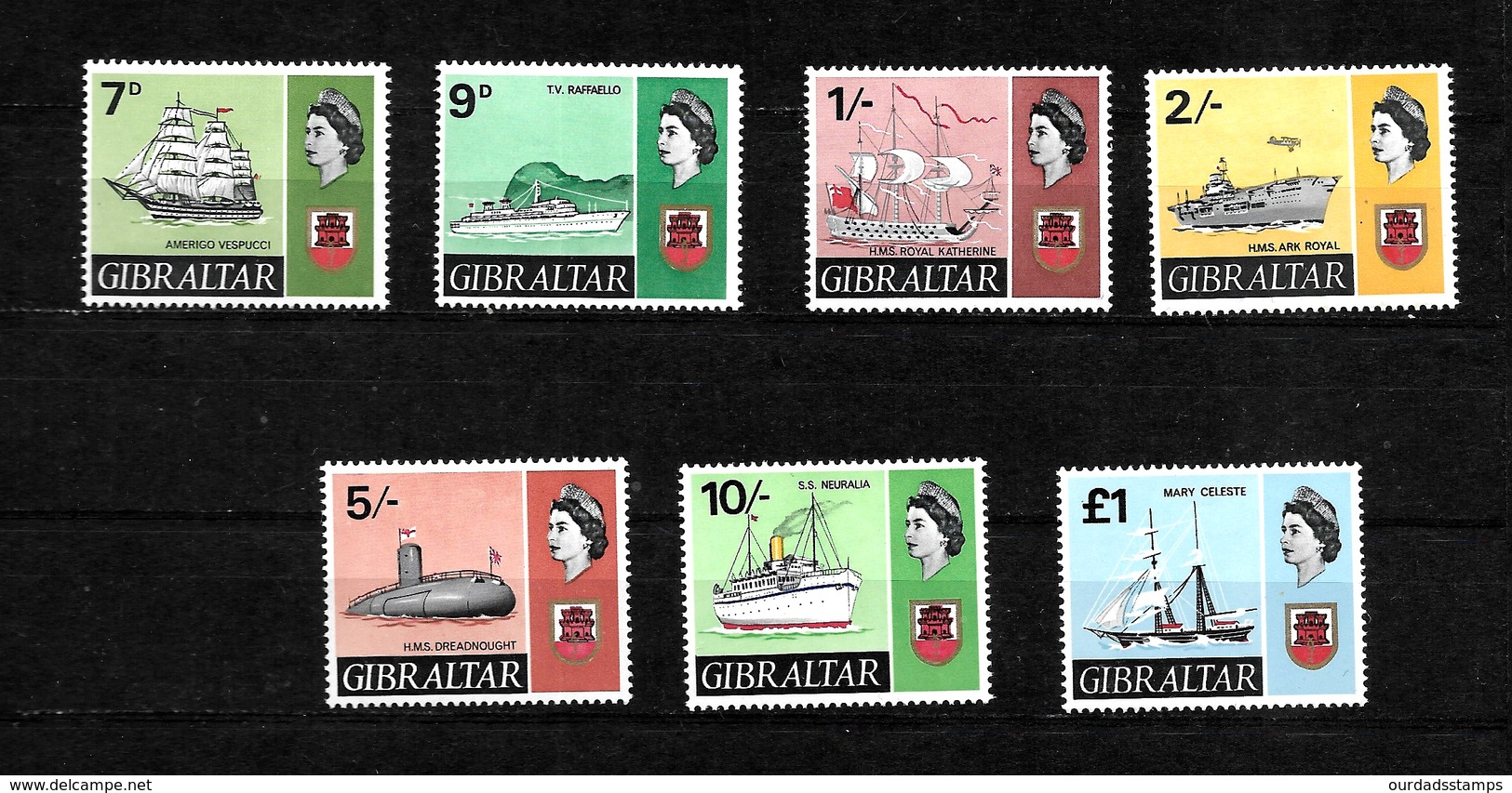 Gibraltar, 1967 Ships Complete Set Superb Very Lightly Hinged (7254) - Gibraltar