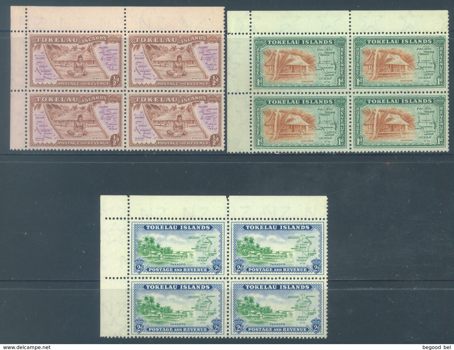 TOKELAU -  MNH/** - 1948  - Yv  1-3 -  Lot 18341 - BLOC OF 4 STAMPS - Tokelau