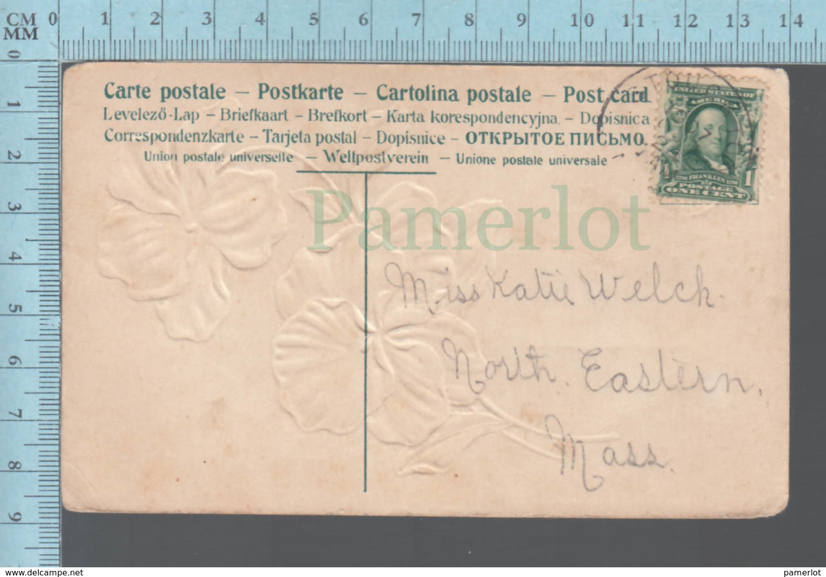 CPA -Signed Card , Flowers, Appliqué Poudre Pour La  Signature, Mr Arthur Allen  - Used In 1907 With USA Stamp - Fiori