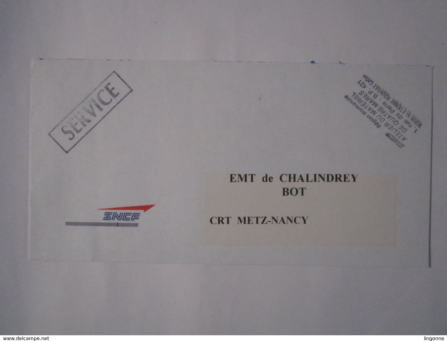 Lettre SNCF Oblitération Cachet Atelier Du Matériel De QUATRE MARES - Chalindrey - Chemin De Fer