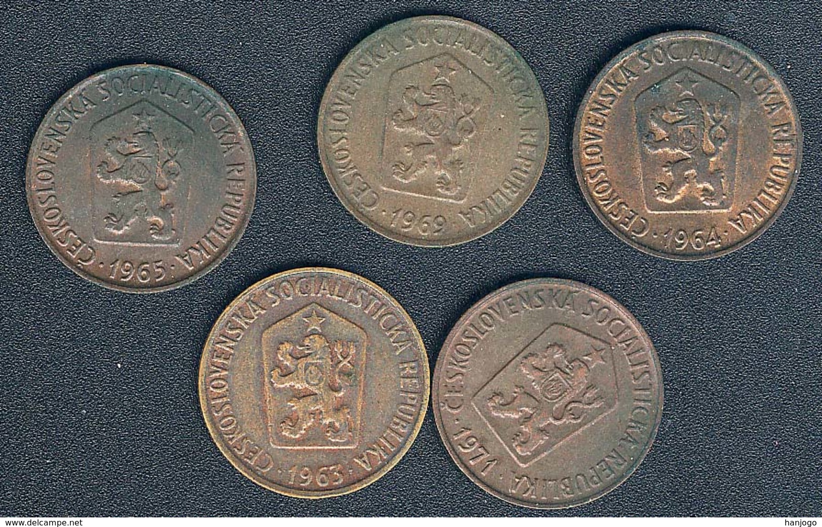 Tschechoslowakei, Lot 50 Haleru 1963-1971, 5 Different Dates - Czechoslovakia