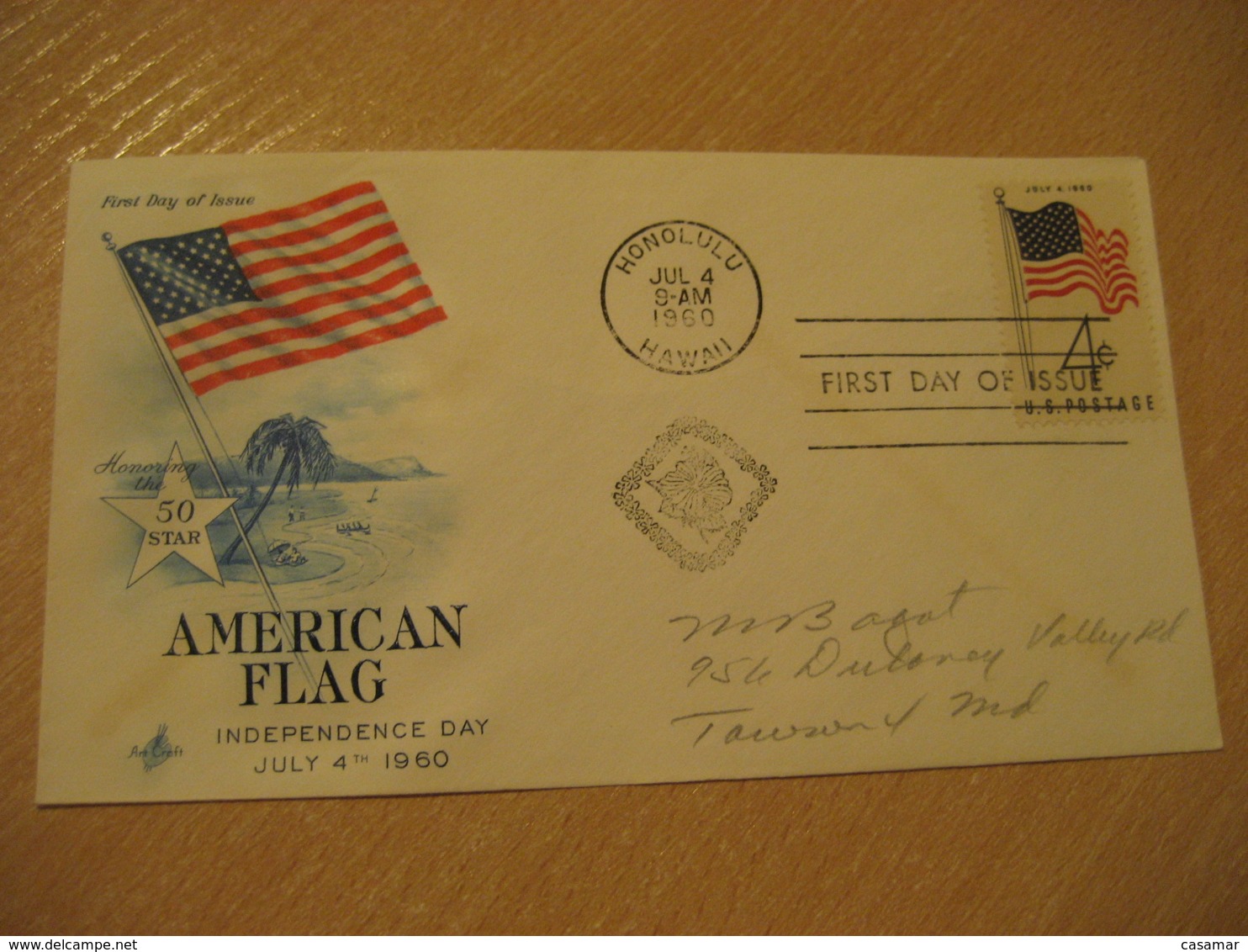 HONOLULU 1960 50 Star American Flag HAWAII Fdc Cancel Cover USA - Hawaii