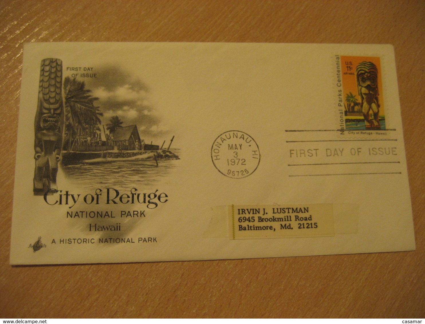 HONAUNAU 1972 City Of Refuge National Parks HAWAII Fdc Cancel Cover USA - Hawai