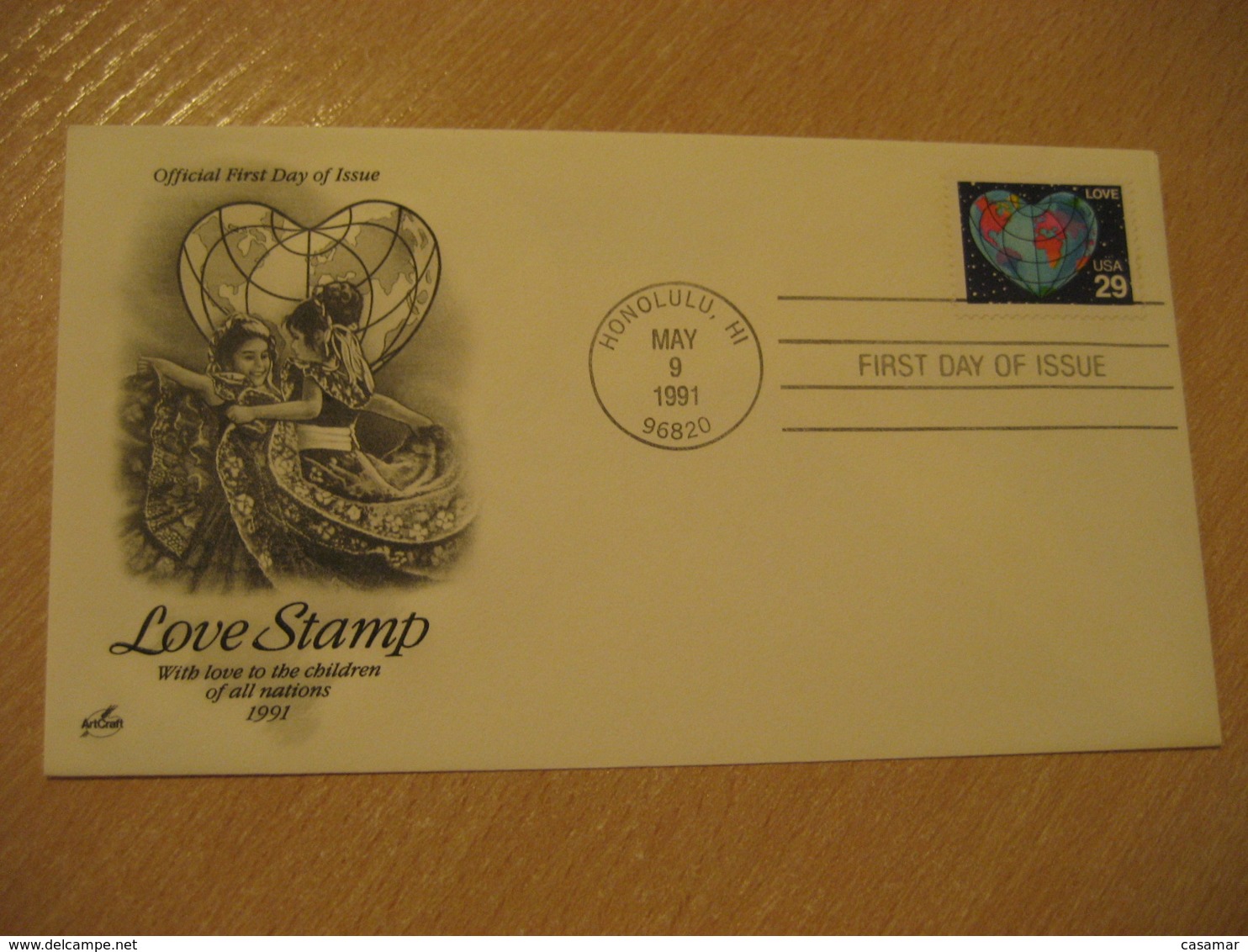 HONOLULU 1991 Love Stamp HAWAII Fdc Cancel Cover USA - Hawaii