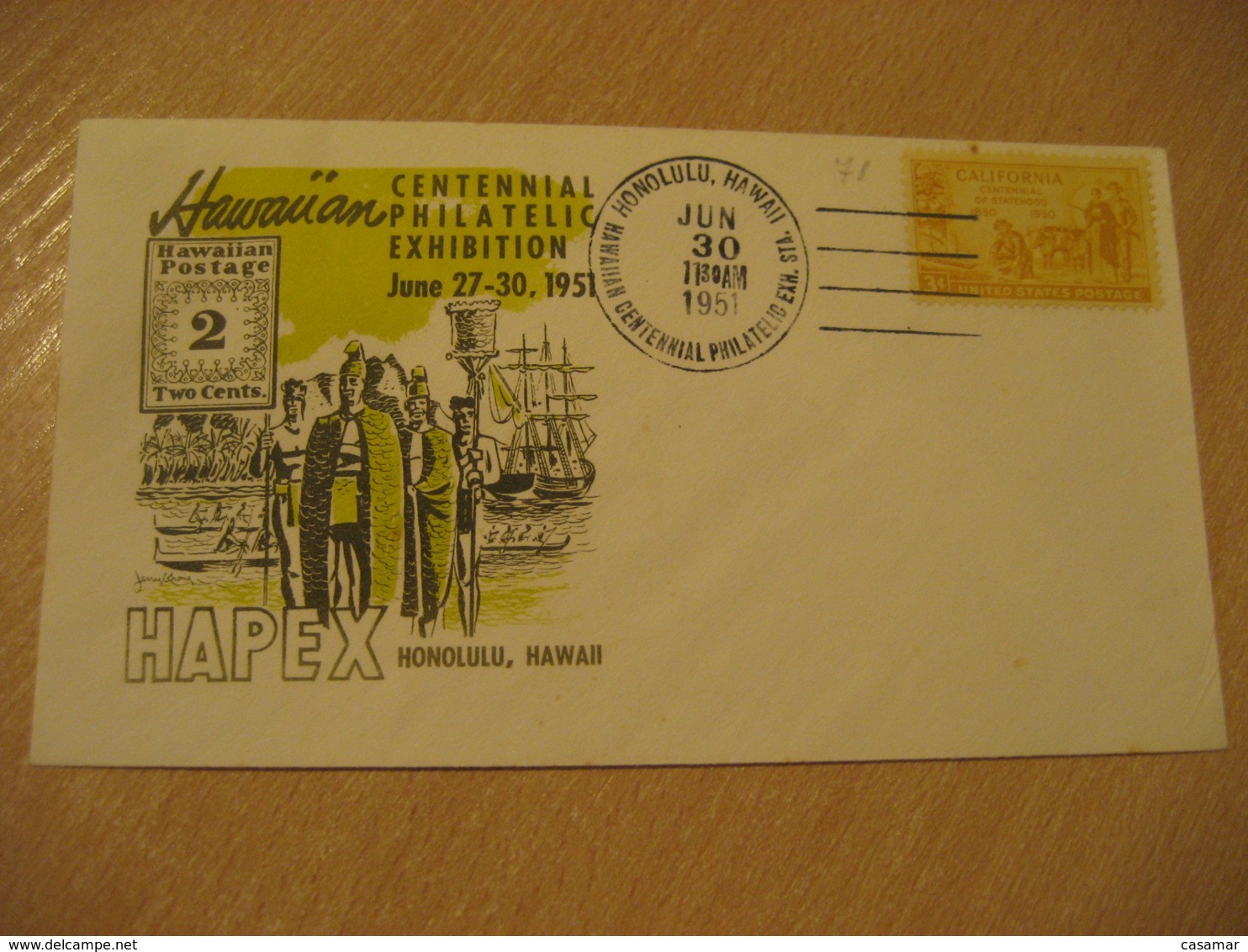 HONOLULU 1951 HAPEX Centennial Philatelic Exhibition HAWAII Cancel Cover USA - Hawaï