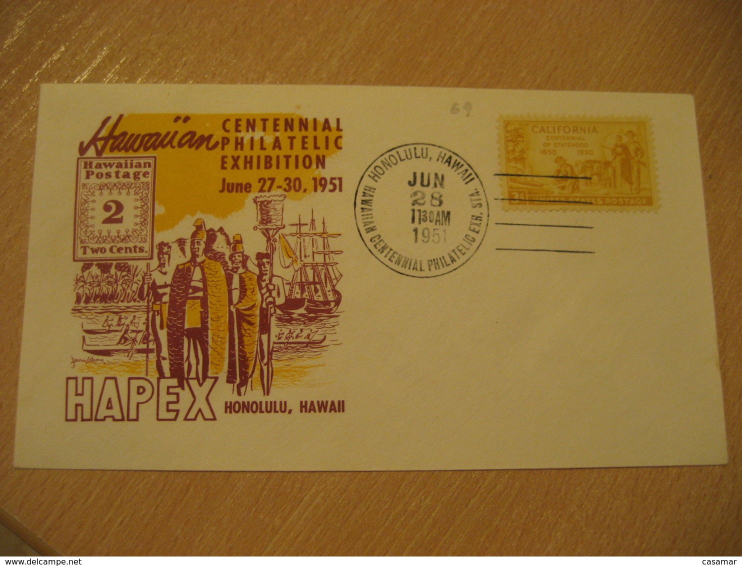HONOLULU 1951 HAPEX Centennial Philatelic Exhibition HAWAII Cancel Cover USA - Hawaii