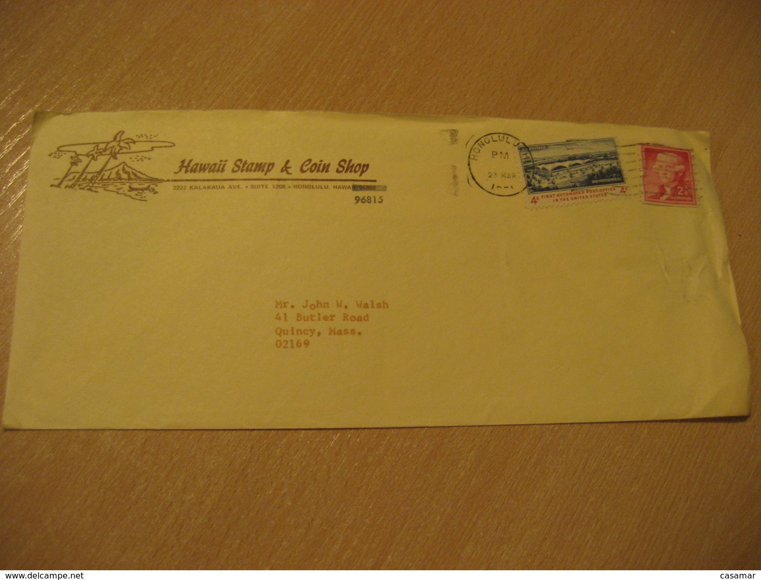 HONOLULU 1971 Stamp & Coin Shop HAWAII Cancel Cover USA - Hawaï