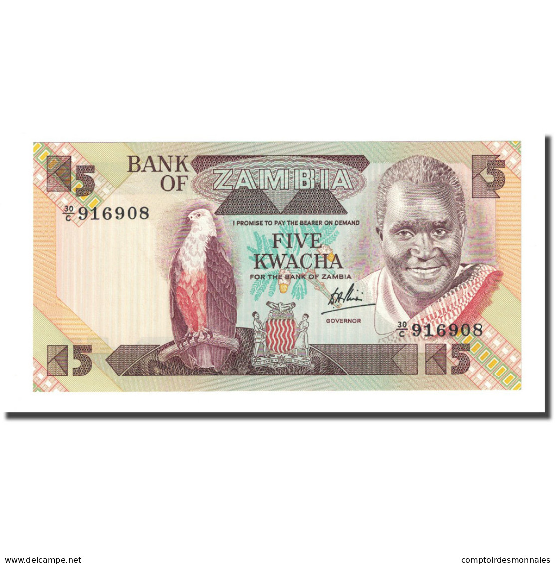 Billet, Zambie, 5 Kwacha, Undated (1980-88), KM:25c, NEUF - Zambia