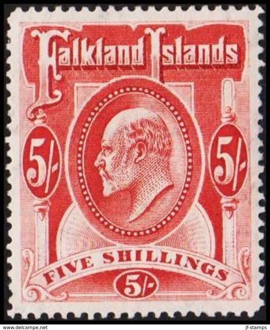 1904 - 1912. Eduard VII. 5 SH. FIVE SHILLINGS. (Michel 24) - JF308728 - Falkland Islands