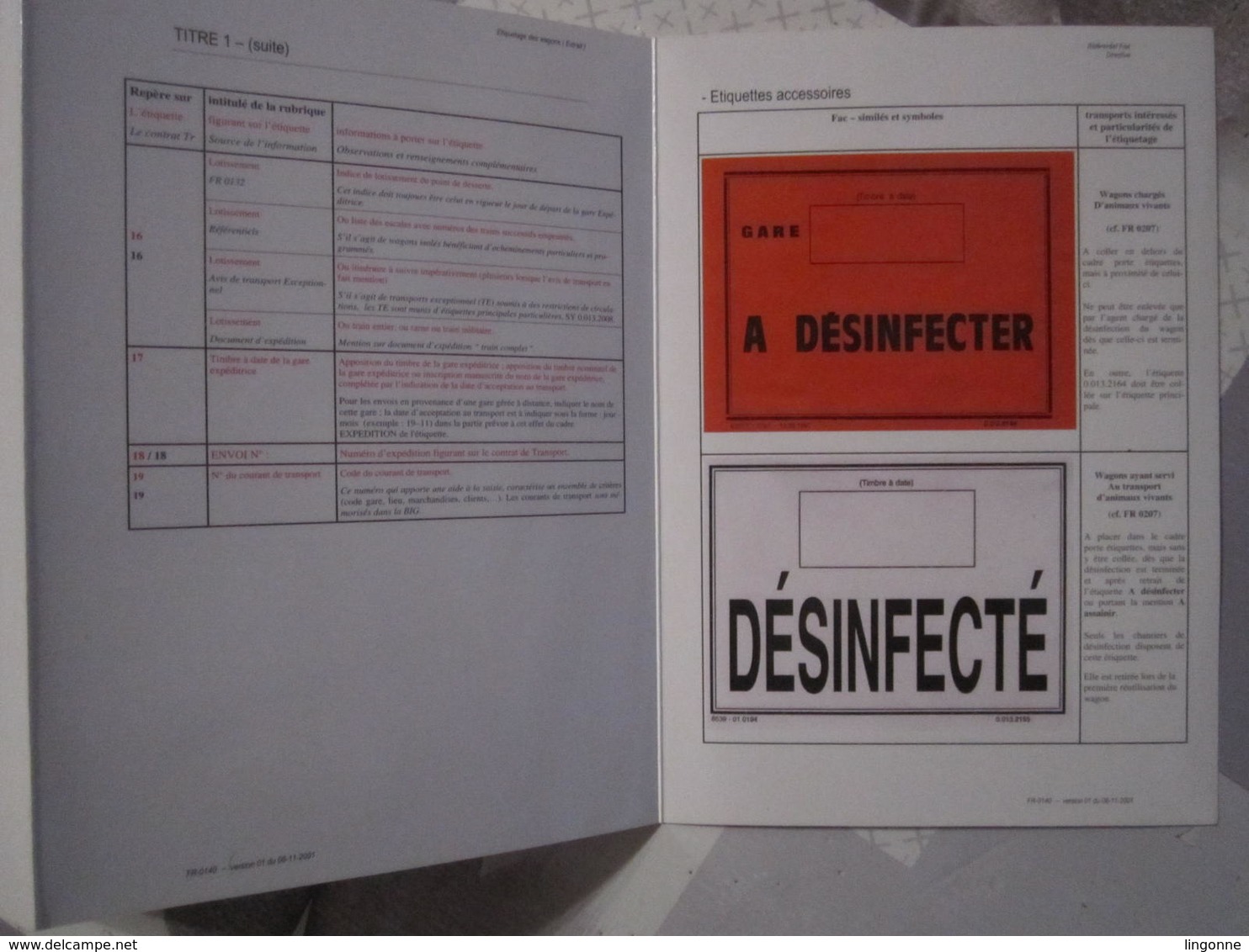 SNCF Référentiel FRET Directive 2001 Etiquetage Des Wagons (Extrait) - Chemin De Fer