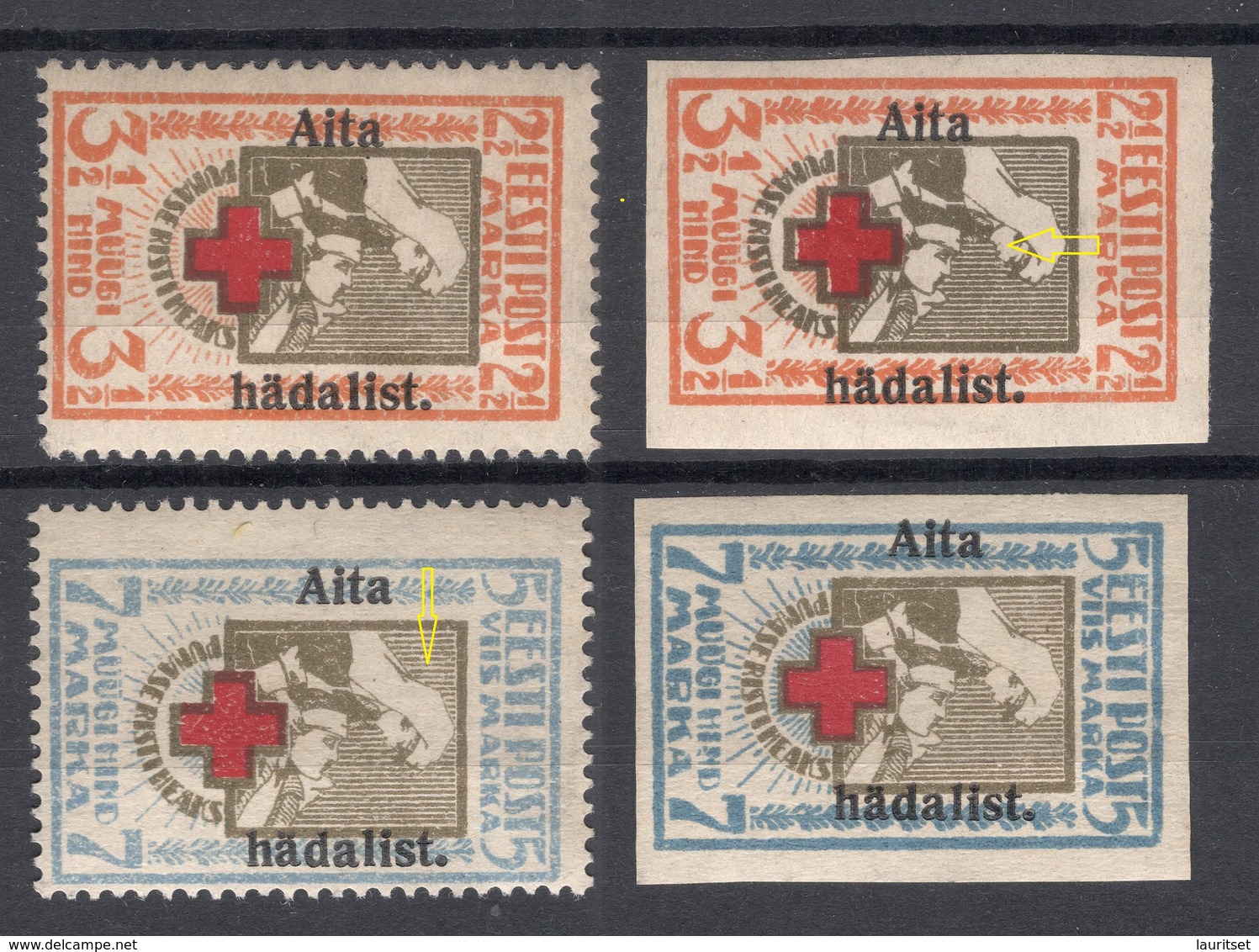 ESTLAND Estonia 1923 Michel 46 - 47 A + B * Incl ERROR Variety Abart Swifted Center Print Signed K. Kokk - Estonie