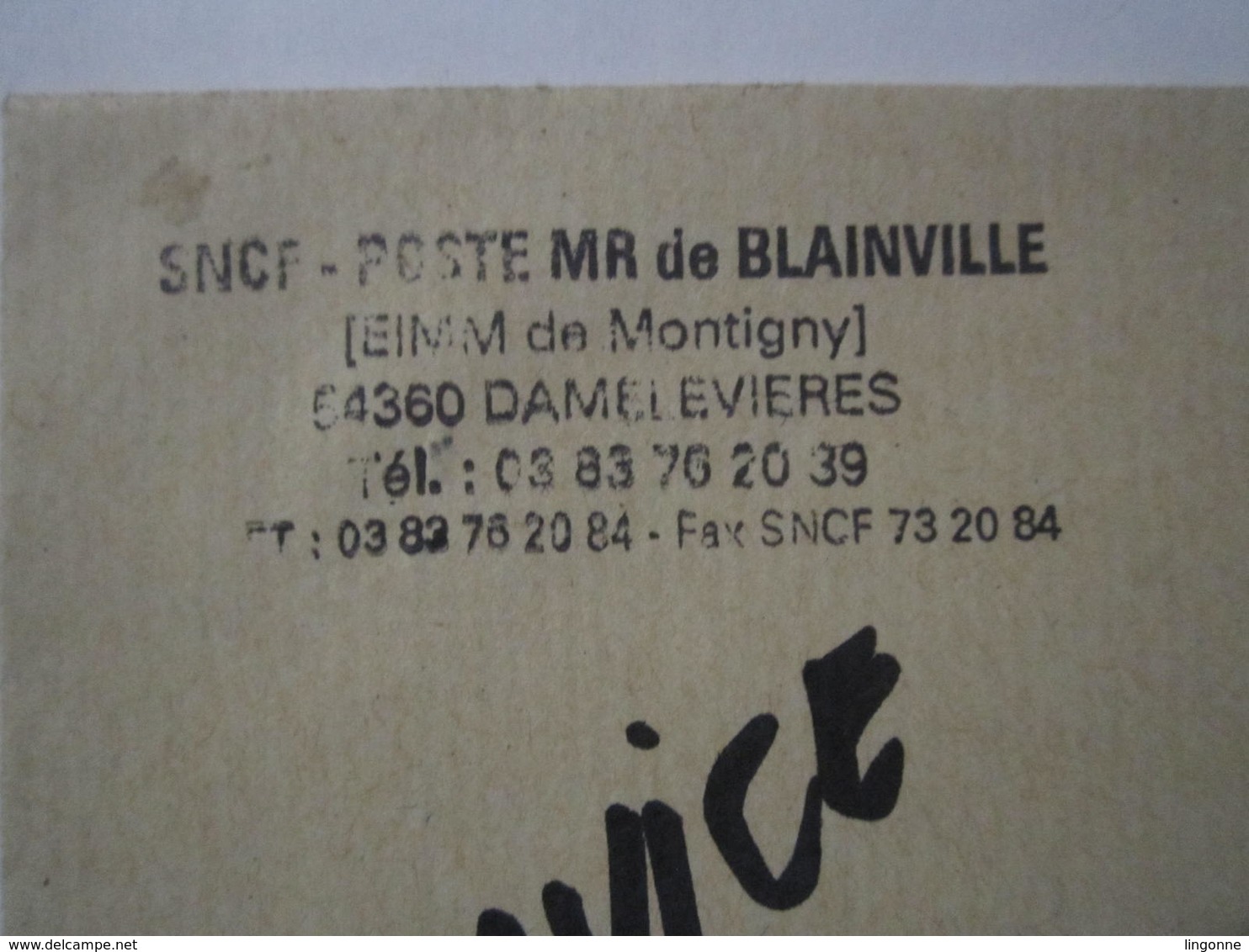 Lettre SNCF Oblitération Cachet Poste MR De BLAINVILLE (EIMM De MONTIGNY) - Chemin De Fer