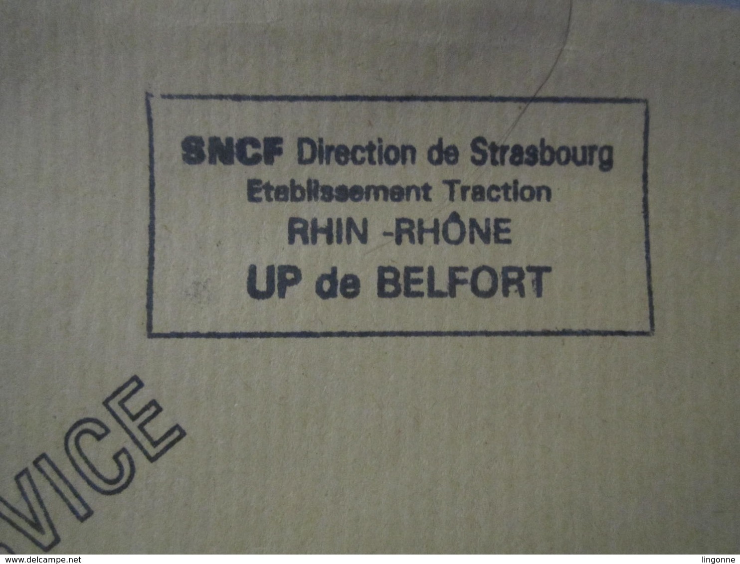 Lettre SNCF Oblitération Cachet Direction STRASBOURG  E Traction UP De BELFORT - Chemin De Fer